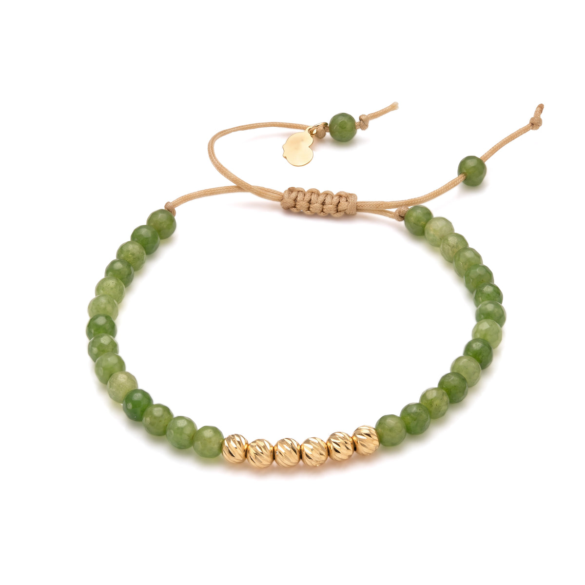 18K Gold Beads and Green Stones Bracelet