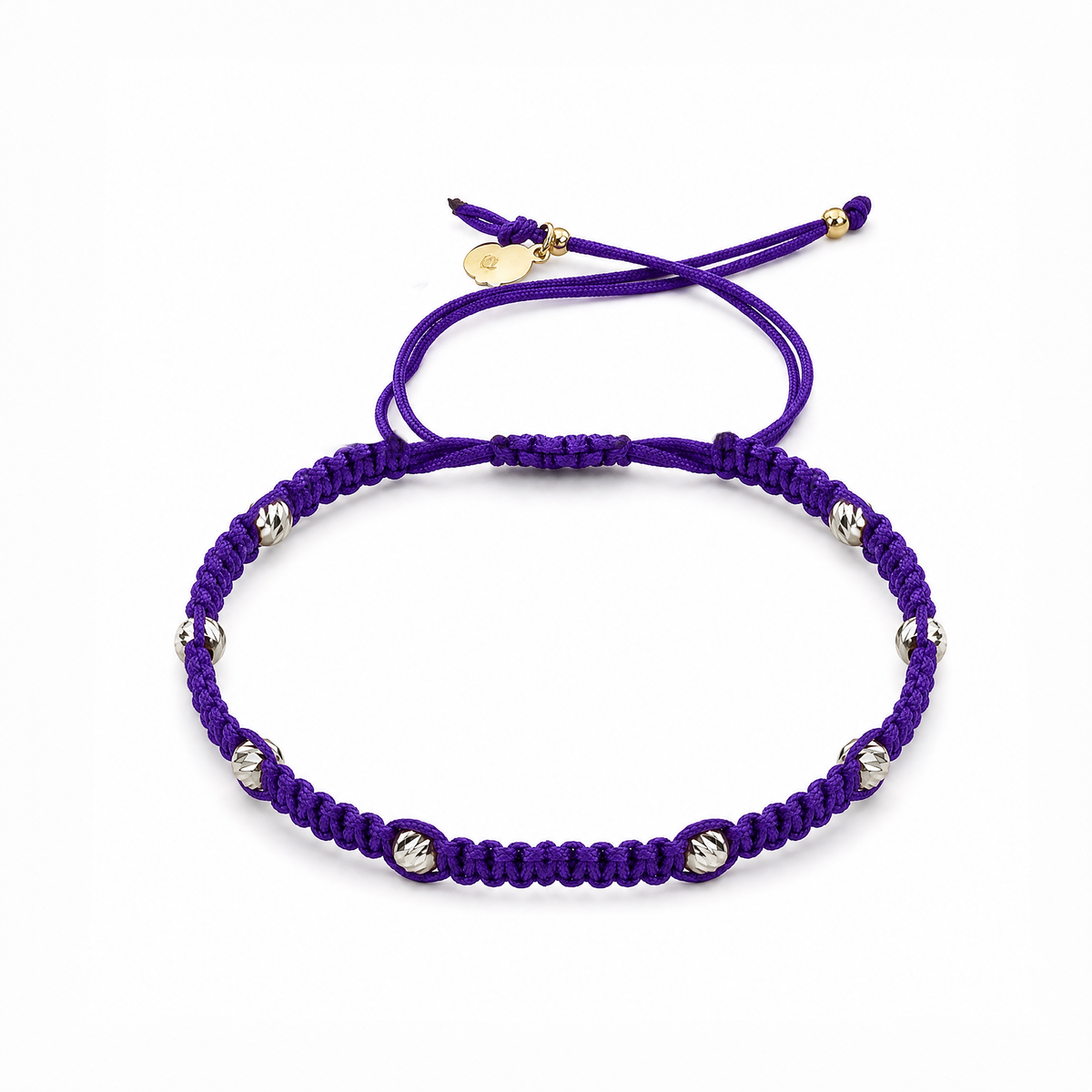 18K White Gold Beads Purple Braided Bracelet
