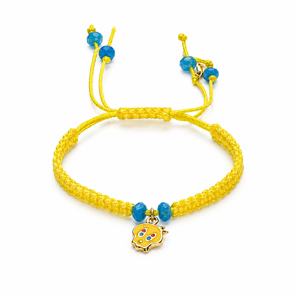 18K Gold Tweety Yellow Braided Children's Bracelet