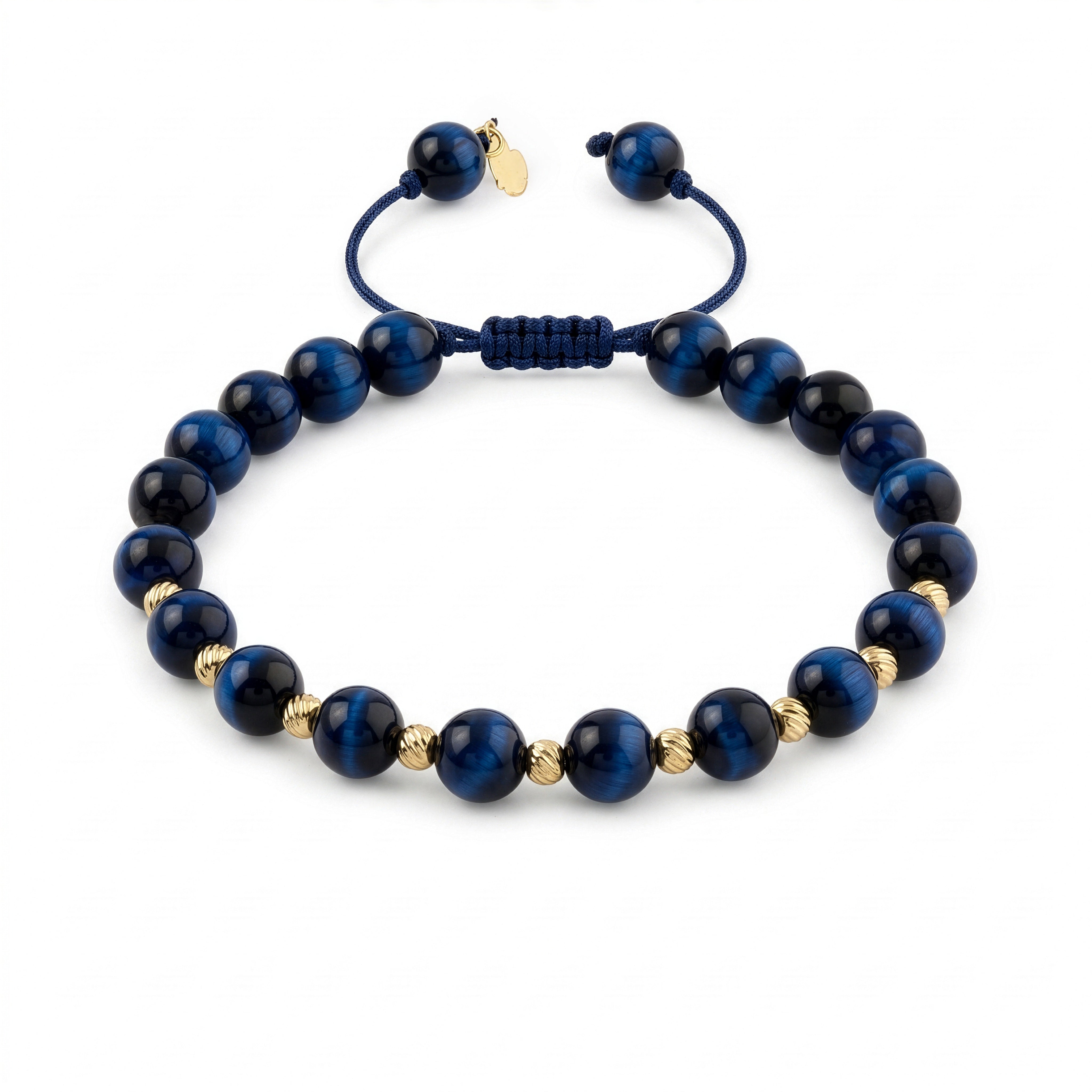 18K Gold Beads and Dark Blue Stones Bracelet