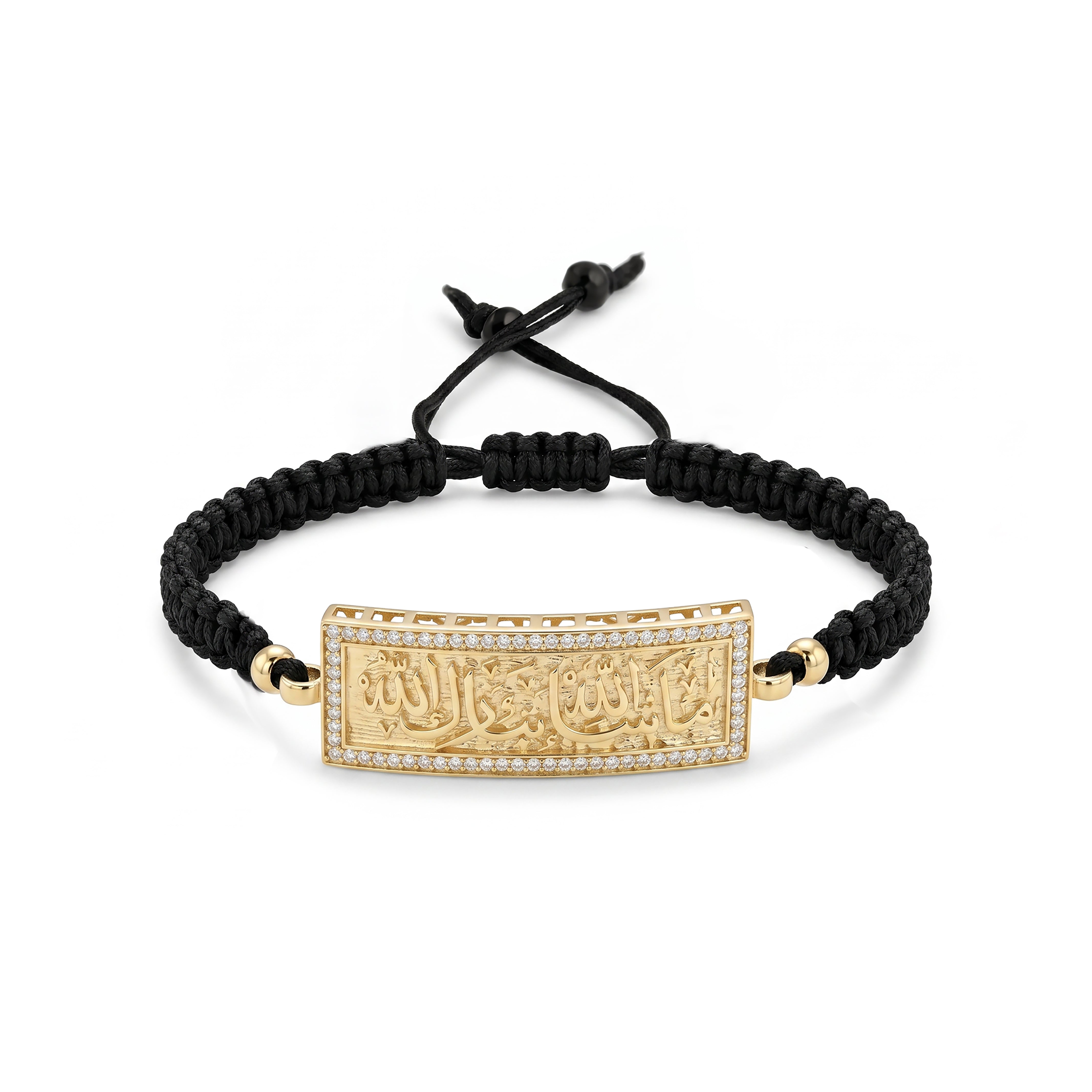 18K Gold Mashallah Tabarak Allah Braided Bracelet