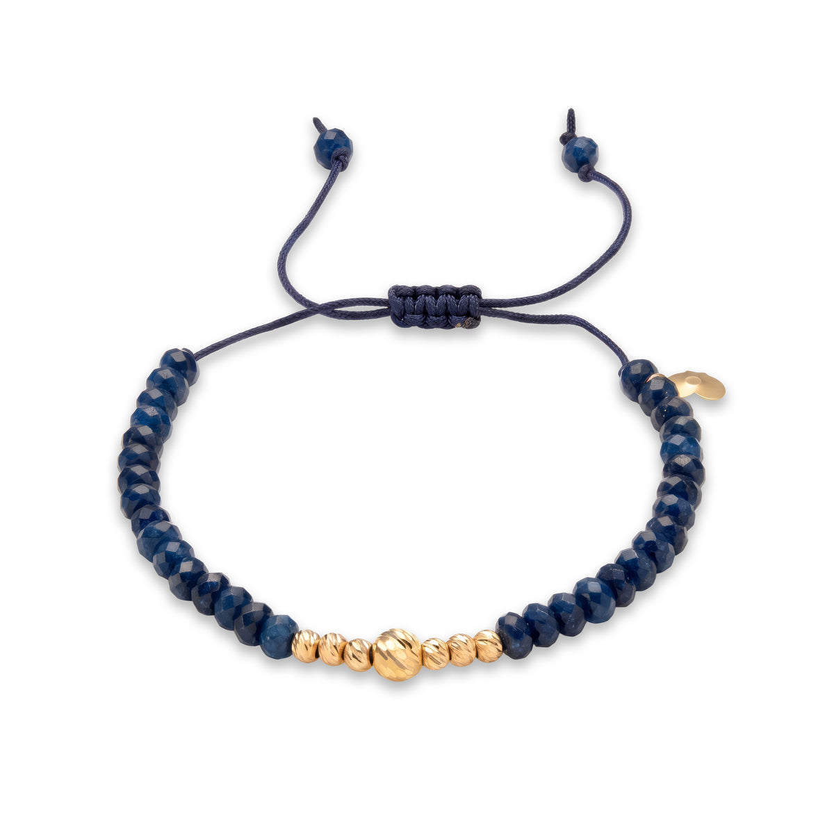 18K Gold Beads and Dark Blue Gemstones Bracelet