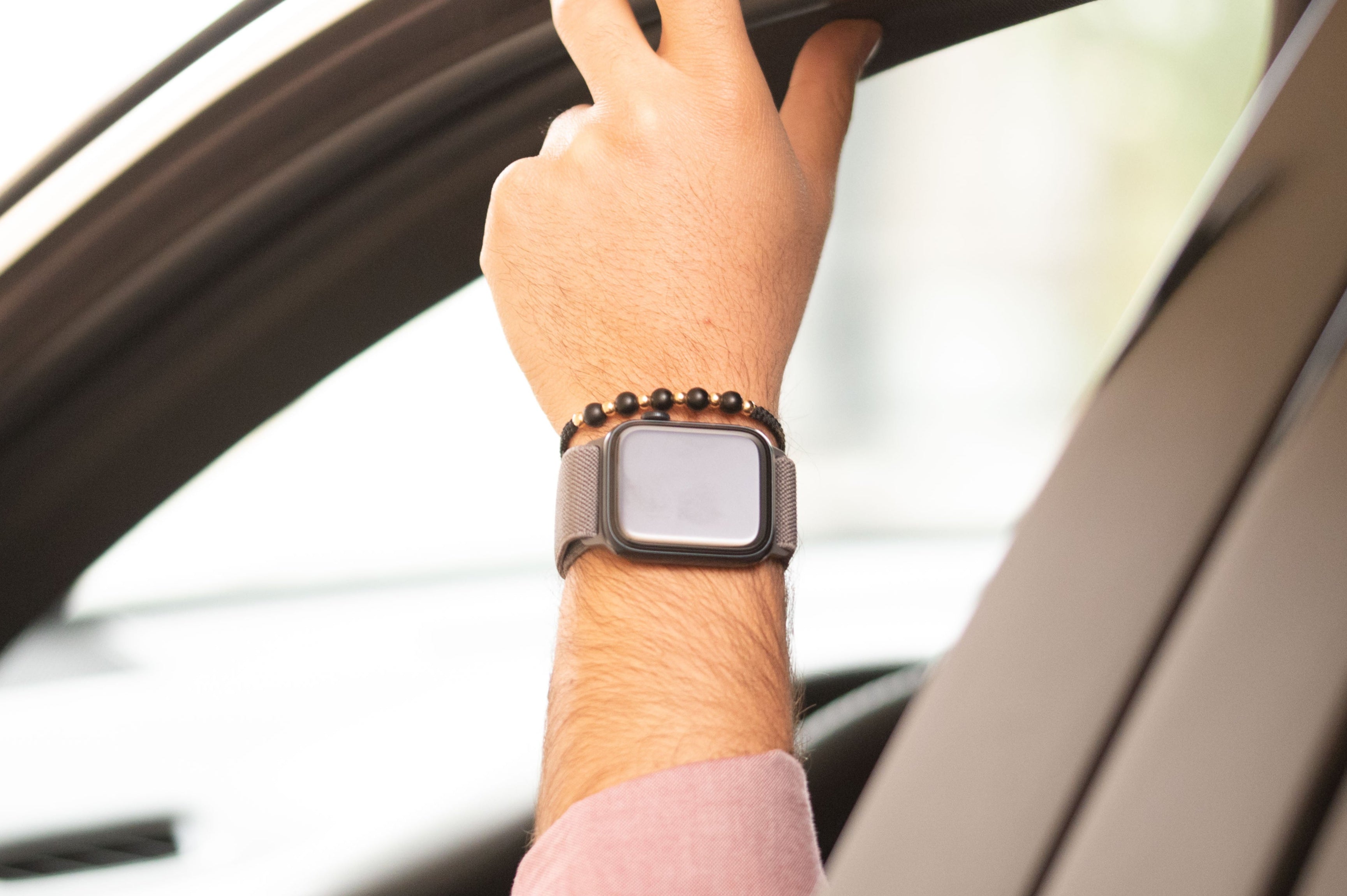 18K Gold & Black Gemstones Braided Men's Bracelet