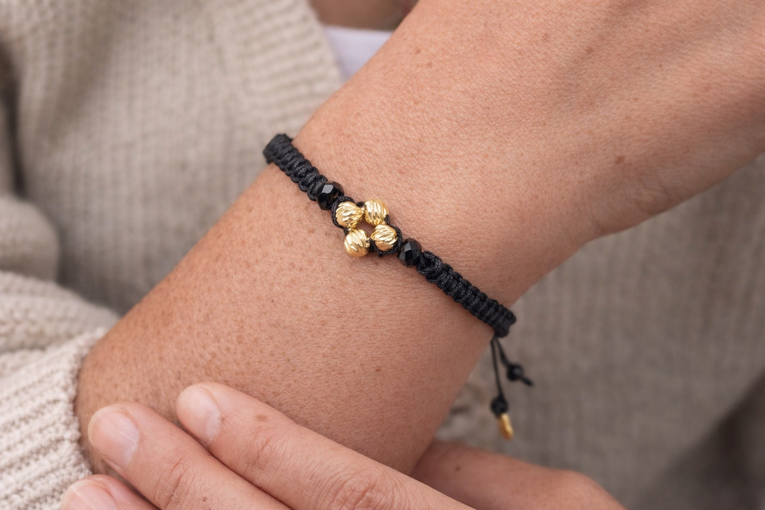 18K Gold Beads Cross Braided Bracelet