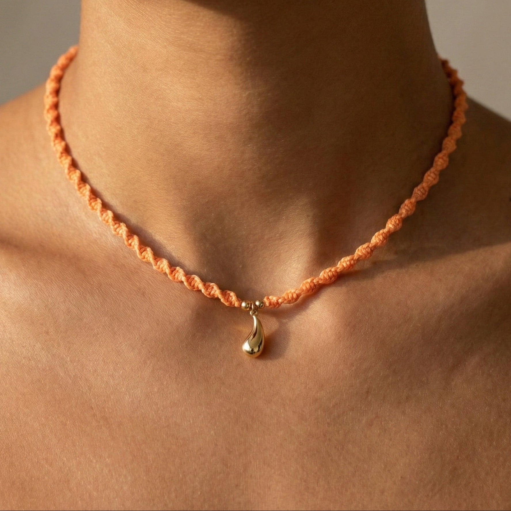 18K Gold Orange Seed Braided Necklace