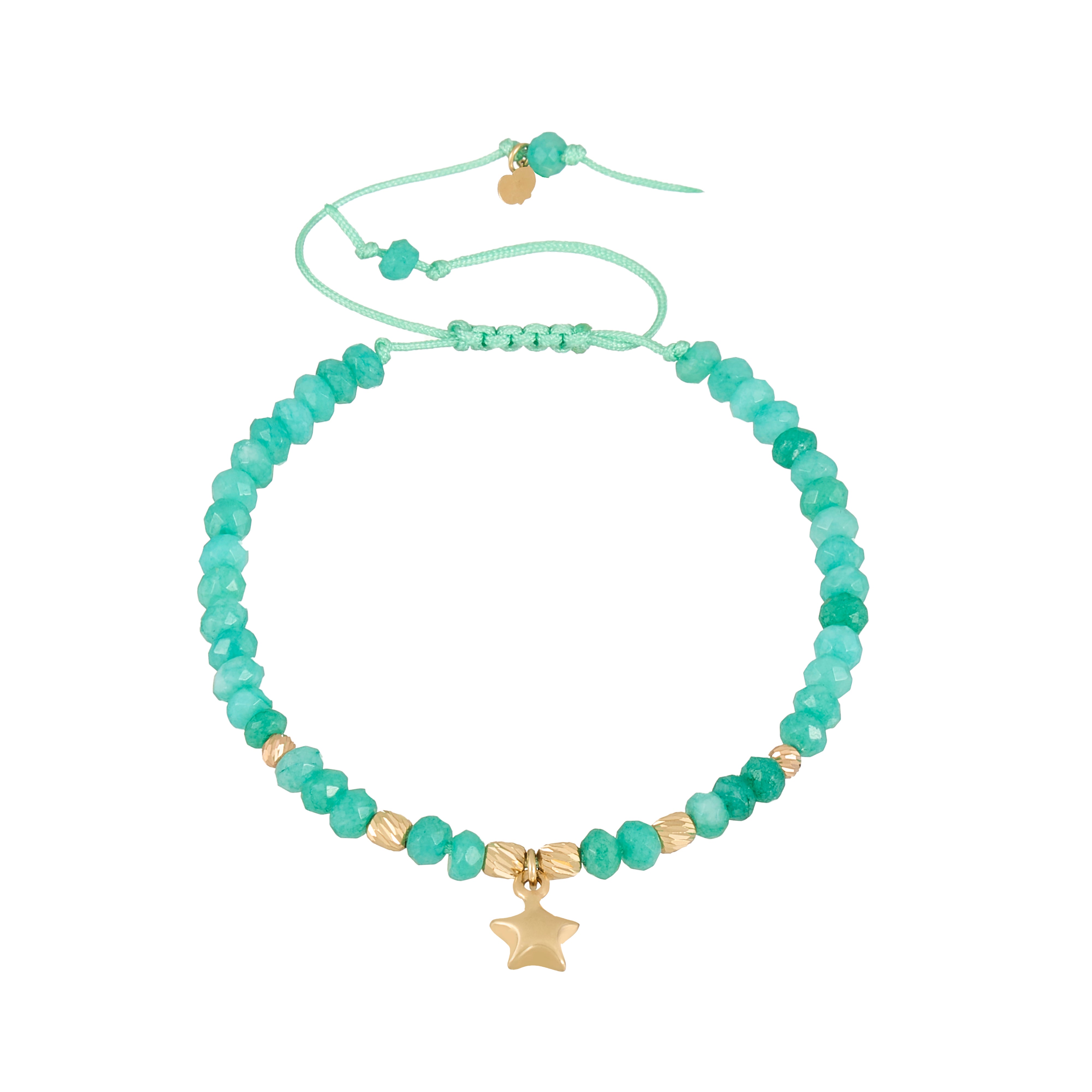 18K Gold Star & Green Gemstones Bracelet