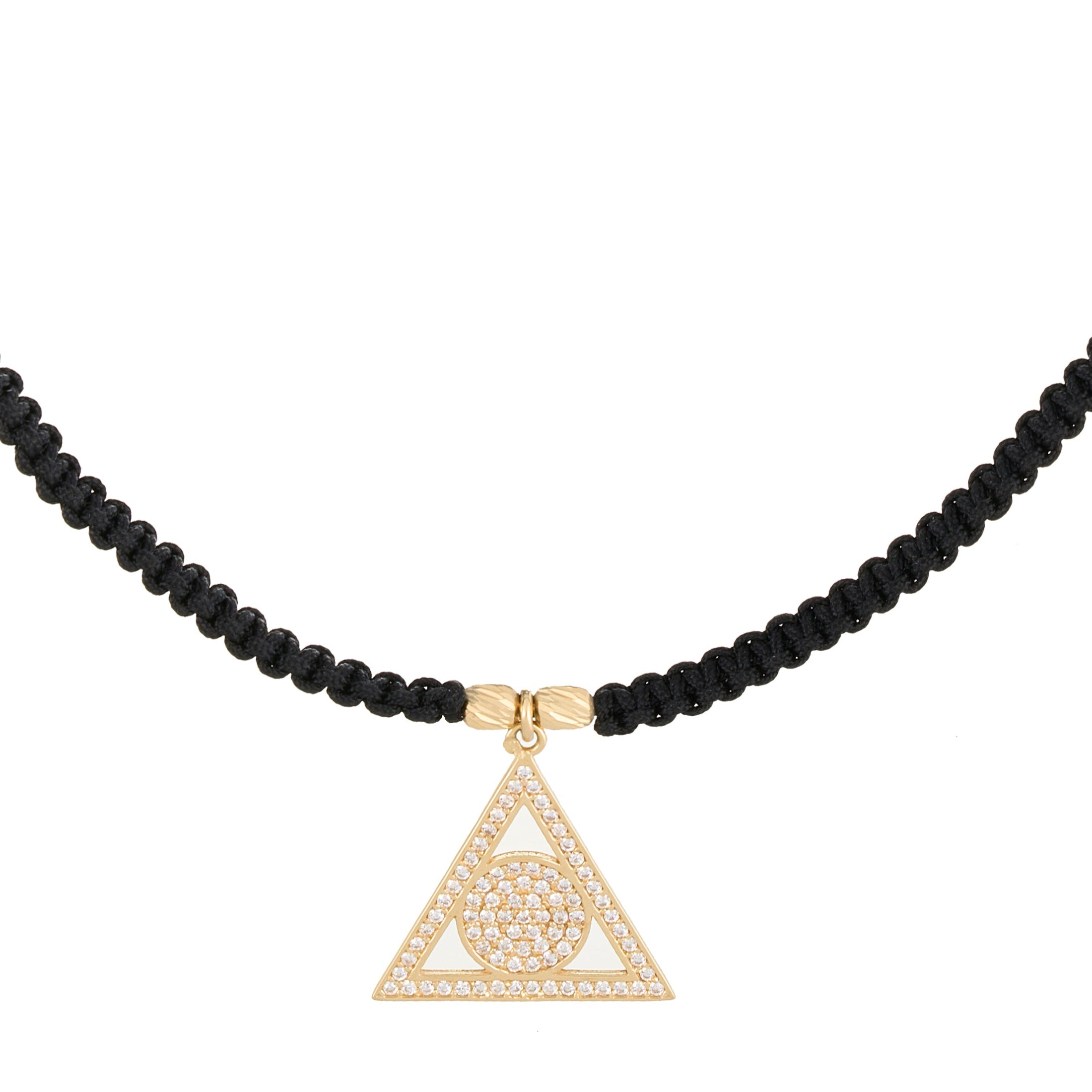 18K Gold Triangle & Circle Braided Necklace