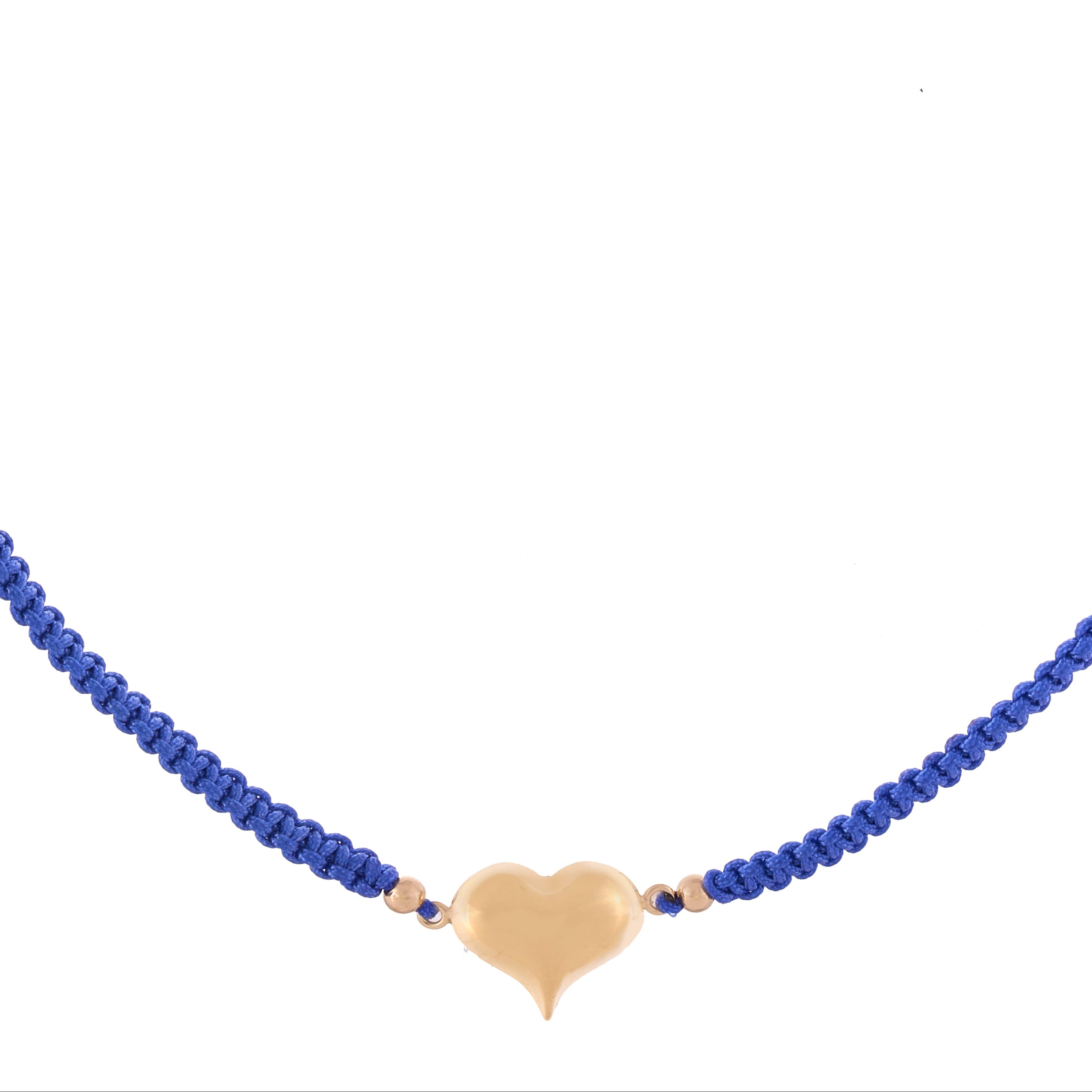 18K Gold Puffy Heart Braided Necklace