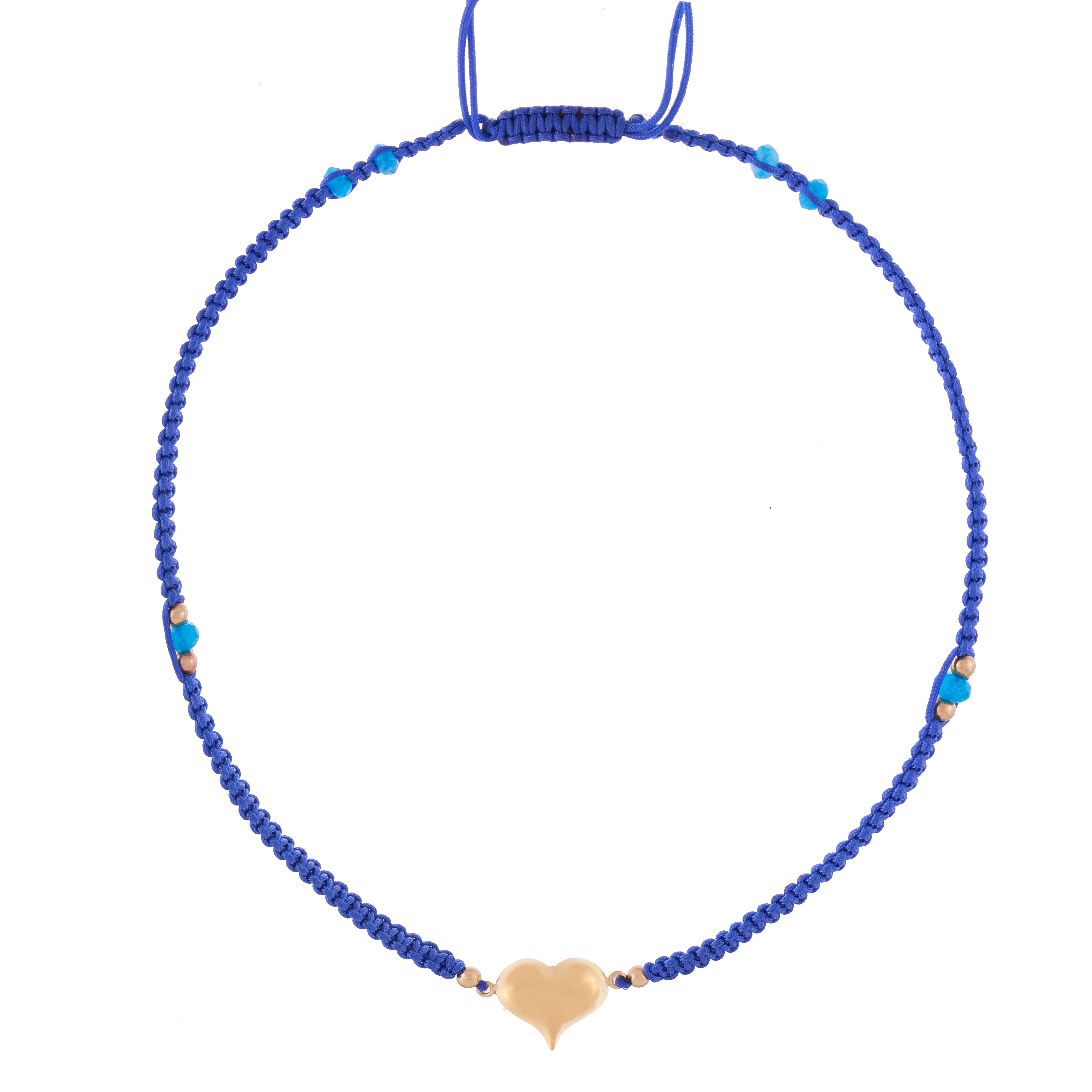 18K Gold Puffy Heart Braided Necklace