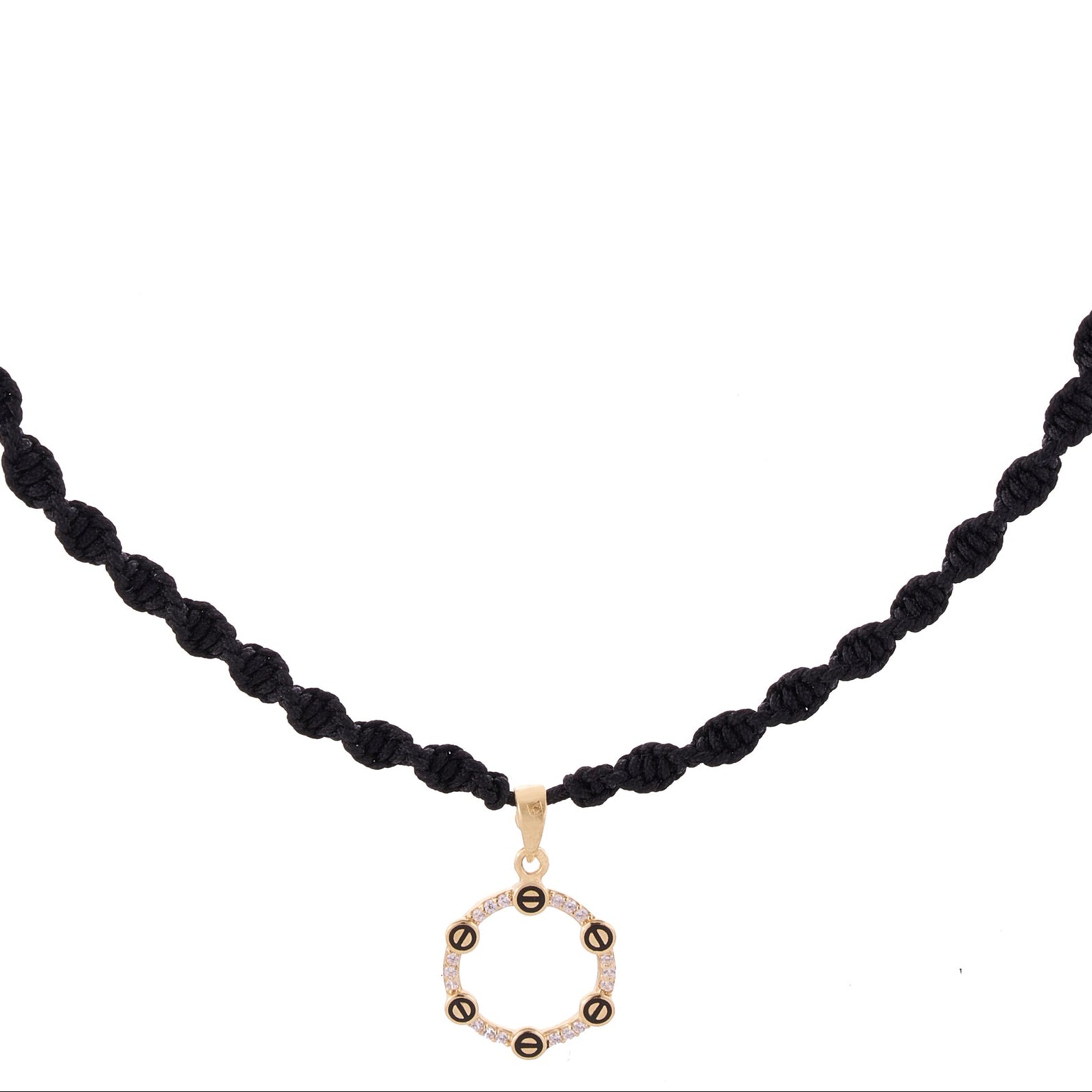 18K Gold Open Circle Braided Necklace