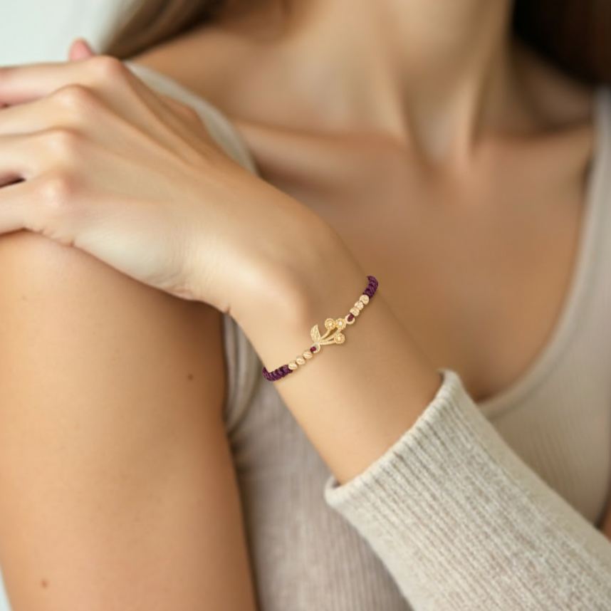 18K Gold Cherry Braided Bracelet