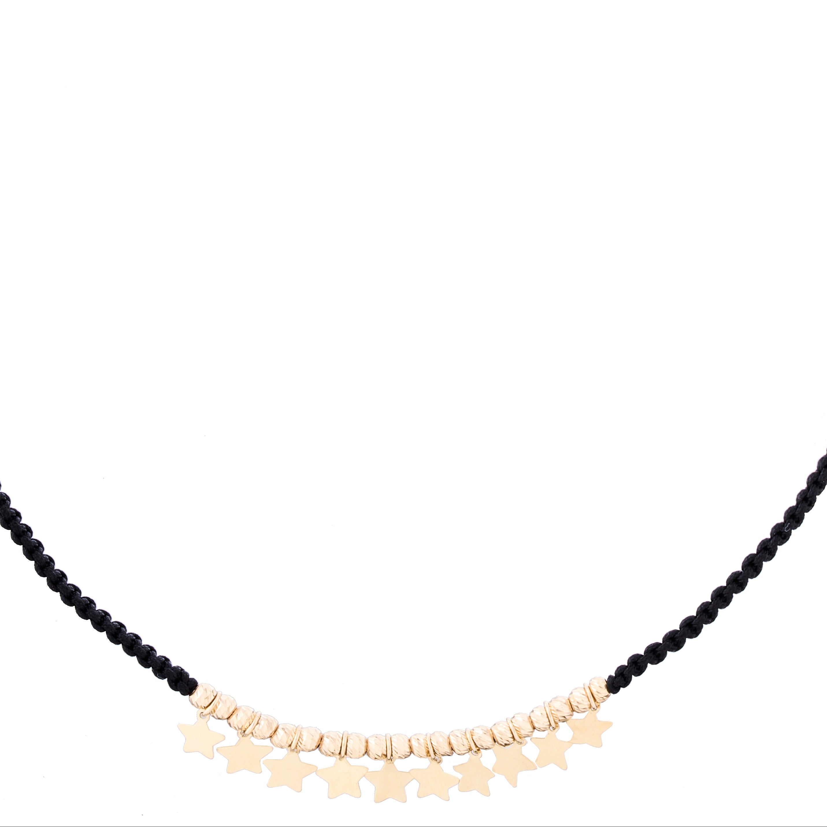 18K Mini Gold Stars Braided Necklace