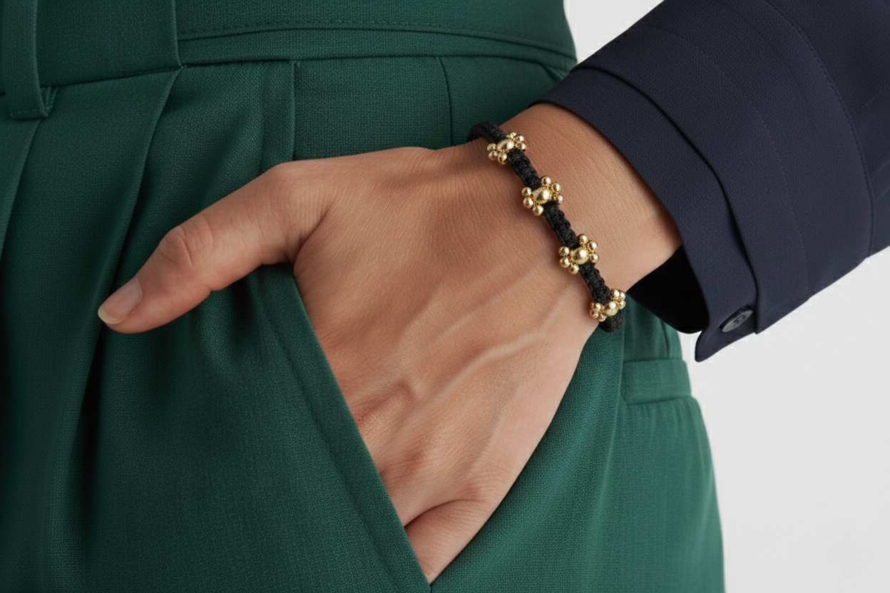 18K Gold Flowers Braided Bracelet