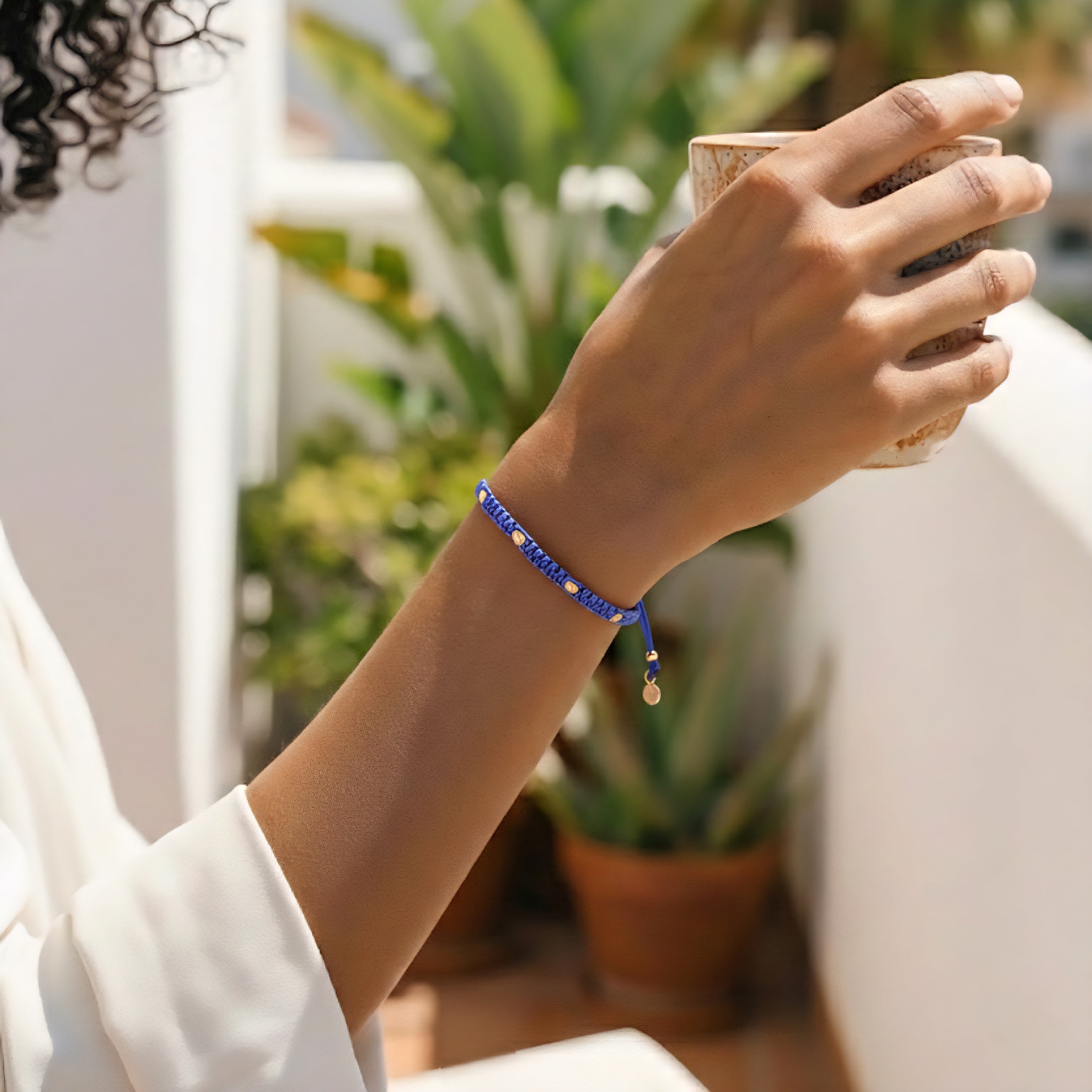 18K Gold Blue Braided Bracelet