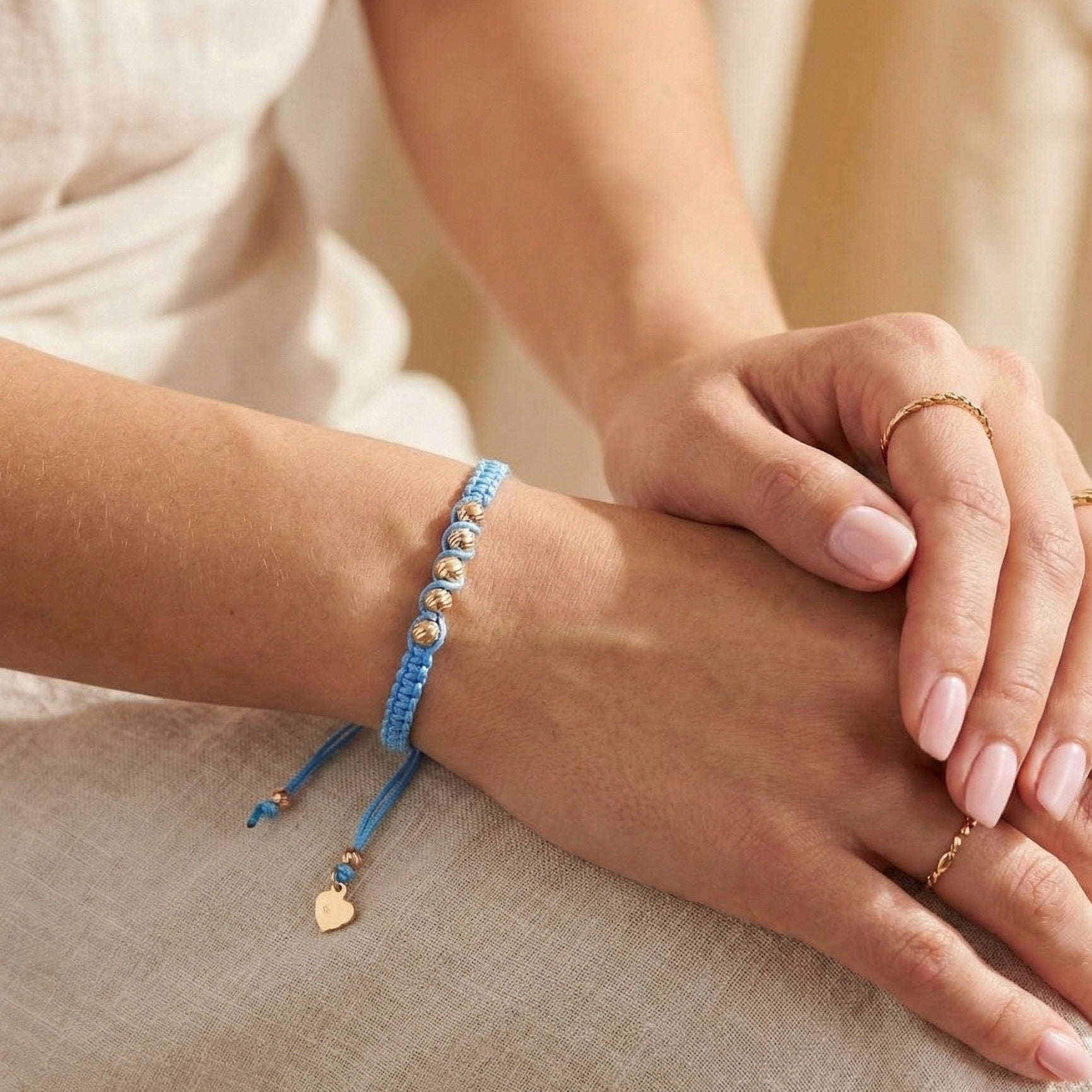 18K Gold Light Blue Braided Bracelet