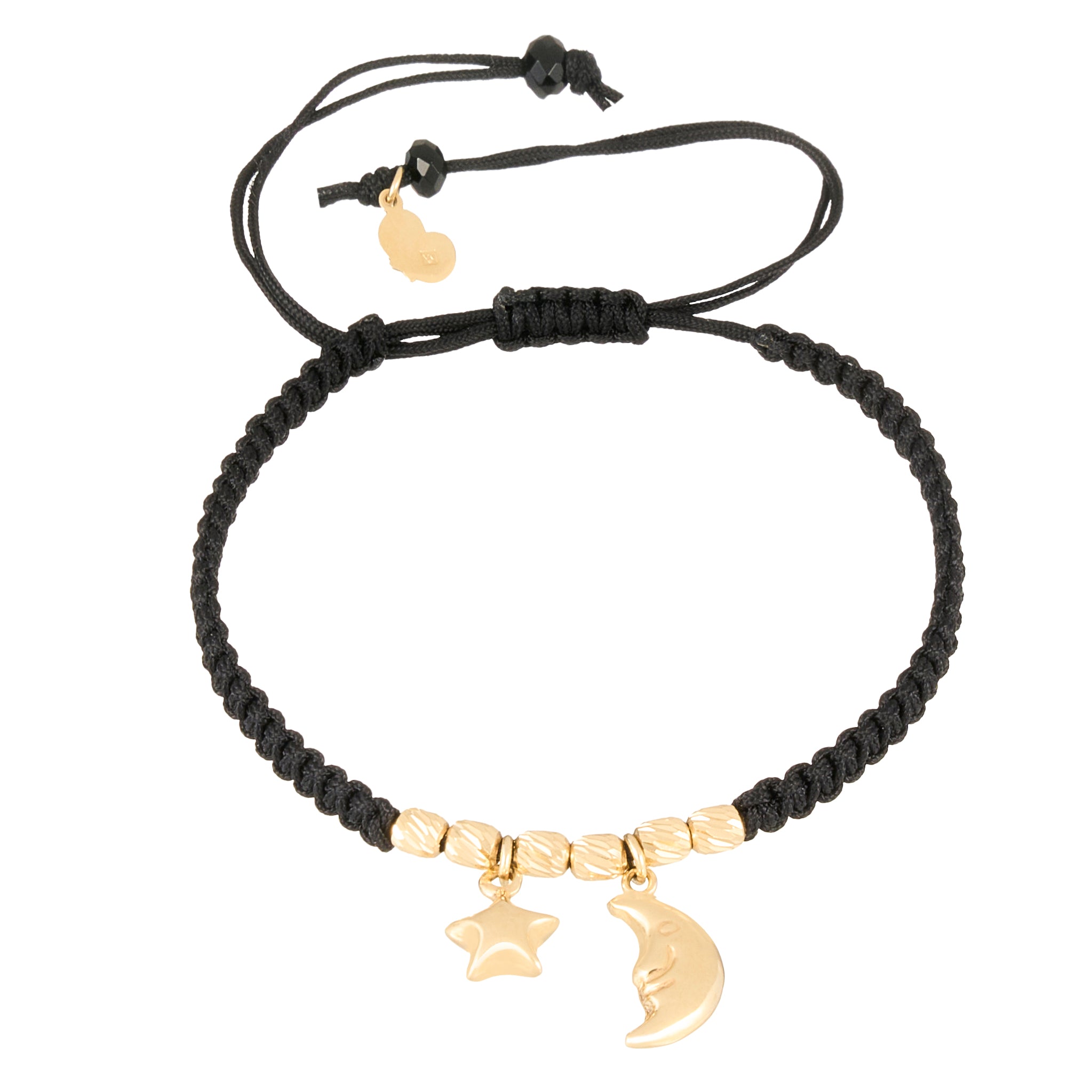 18K Gold 3D Puffy Moon & Star Braided Bracelet