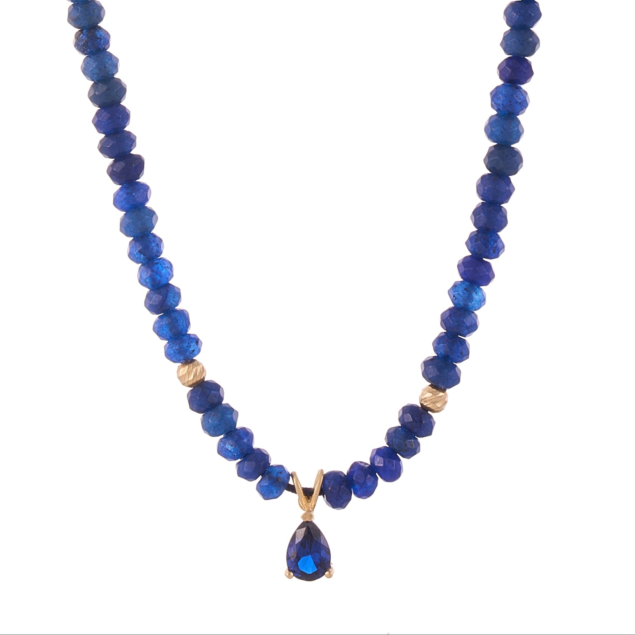 18K Gold and Blue Gem Necklace