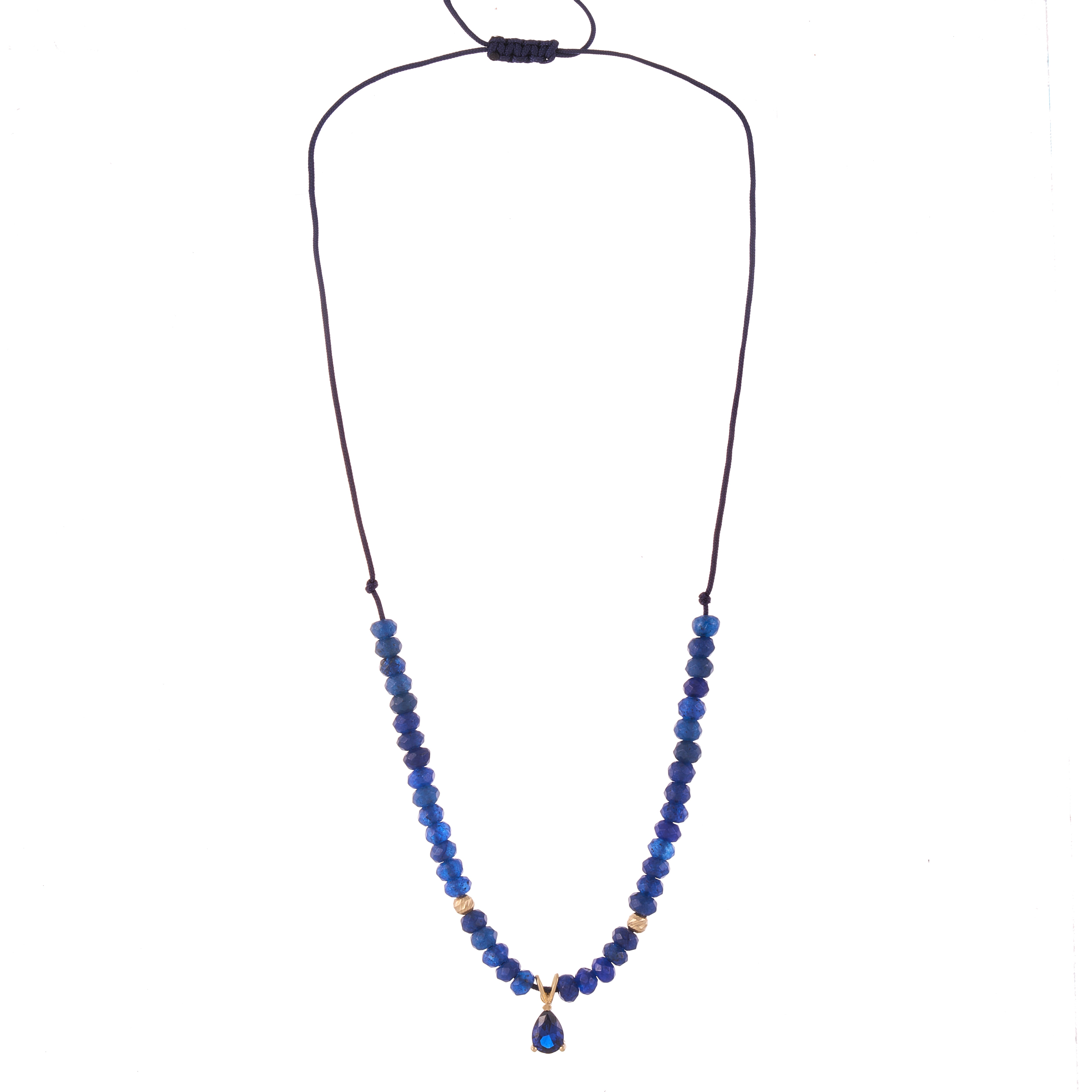 18K Gold and Blue Gem Necklace