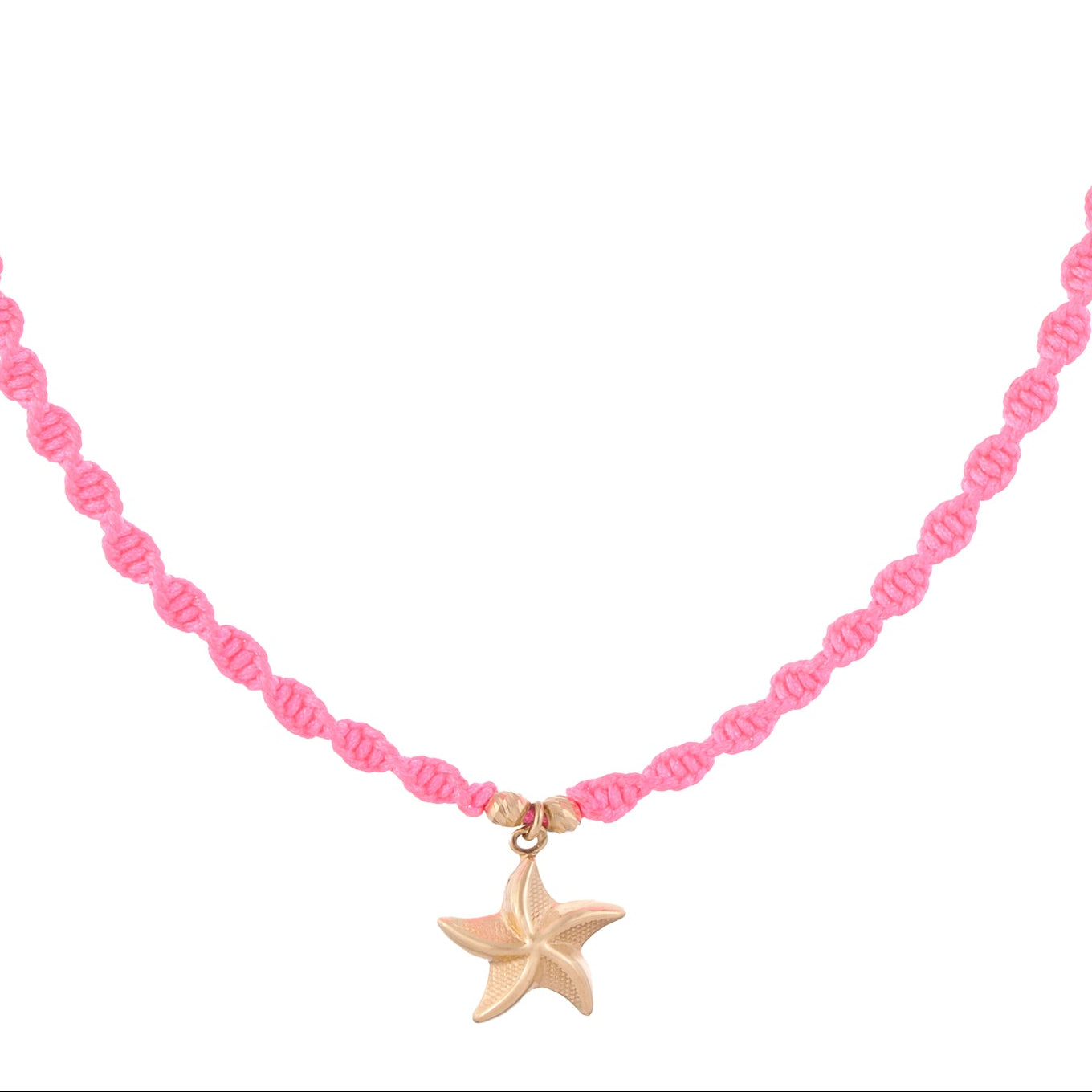 18K Gold Starfish Braided Necklace