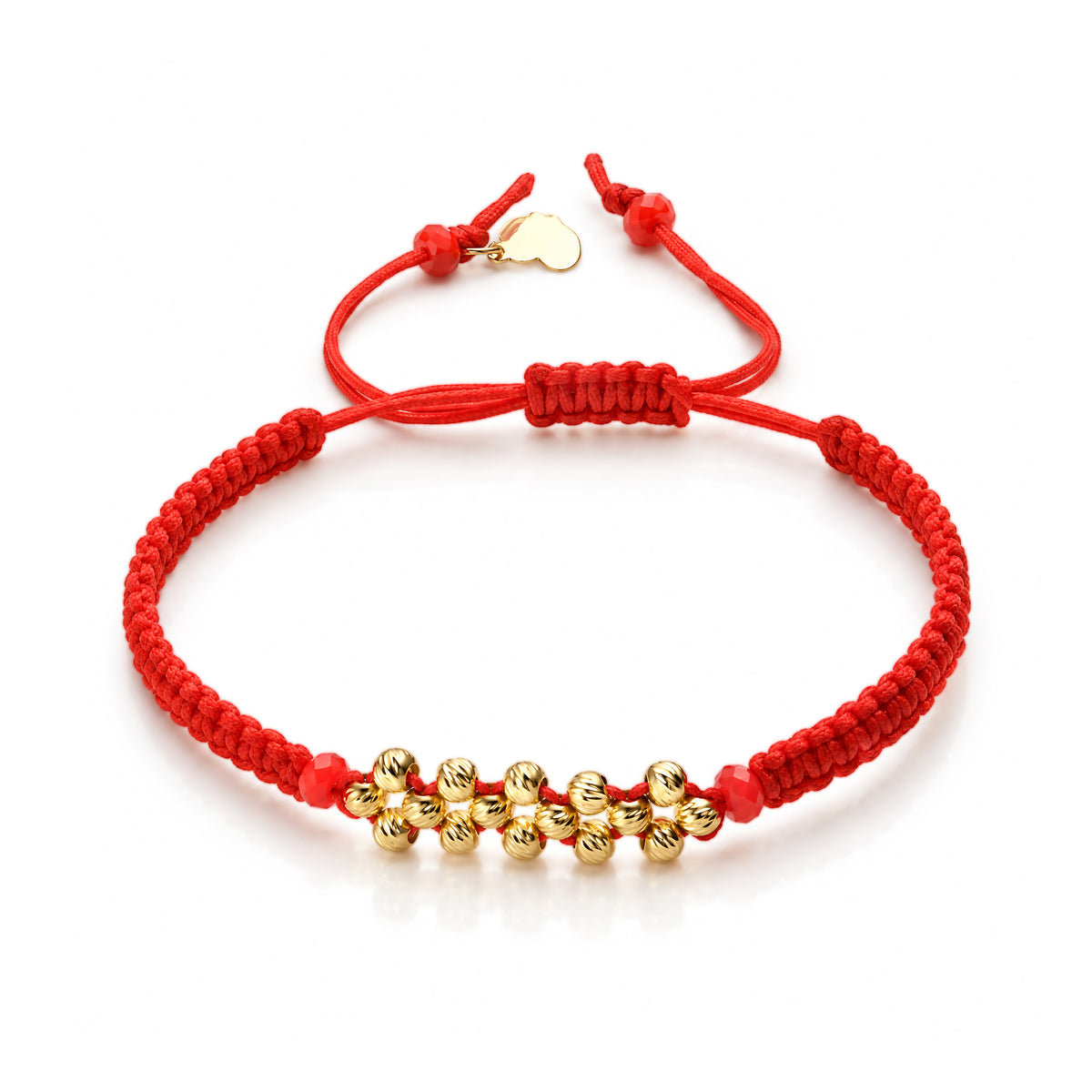 18K Gold Beads Unity Red Braided Bracelet