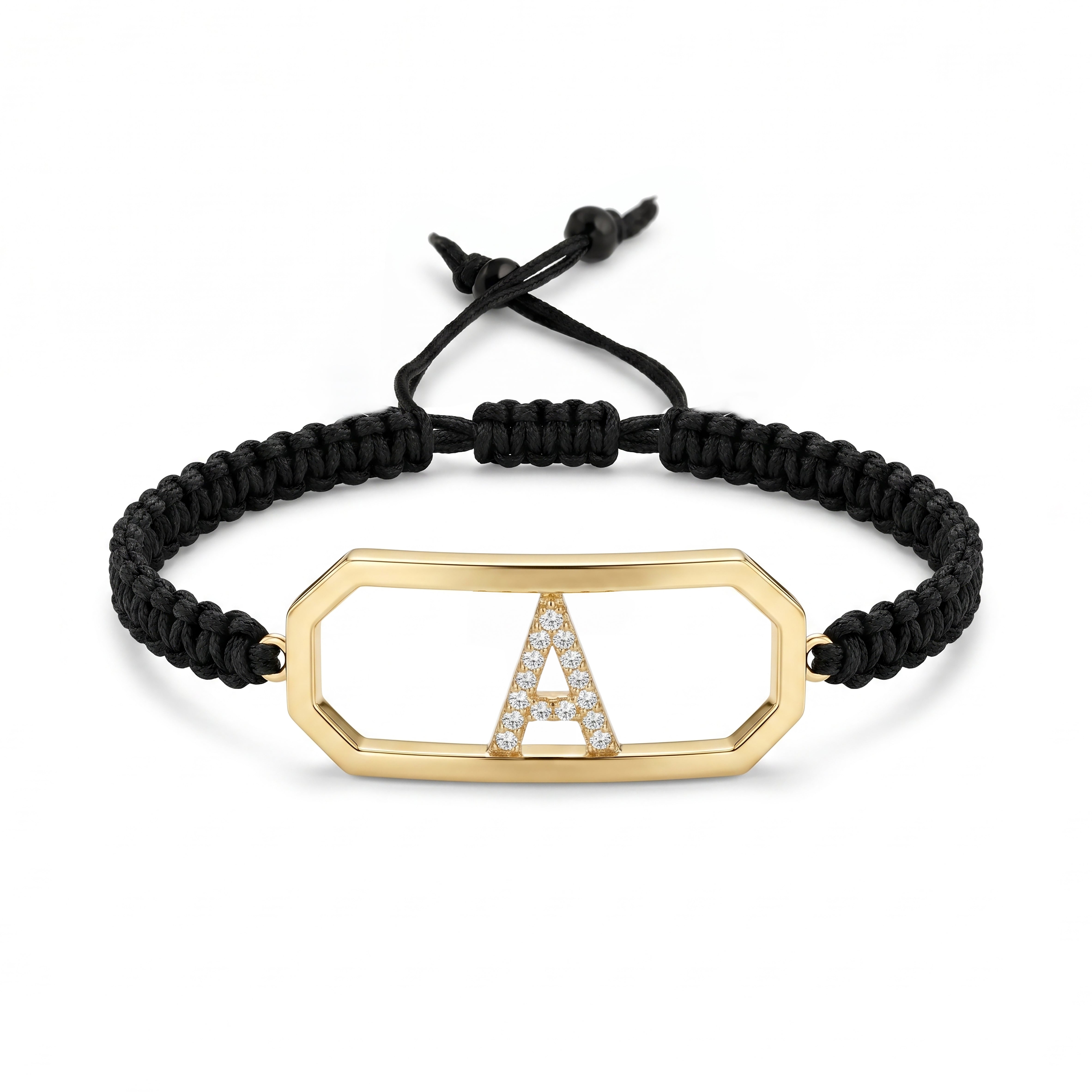 18K Gold Sliding Initial Braided Bracelet - Letter A