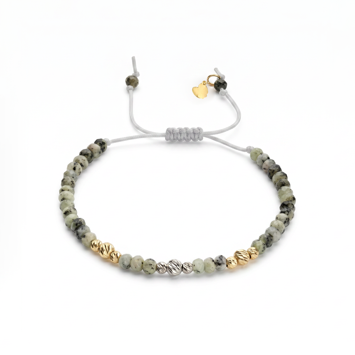 18K Gold Beads and Greyish Stones Bracelet