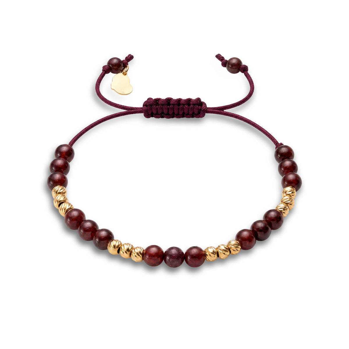 18K Gold Beads and Garnet Stones Bracelet