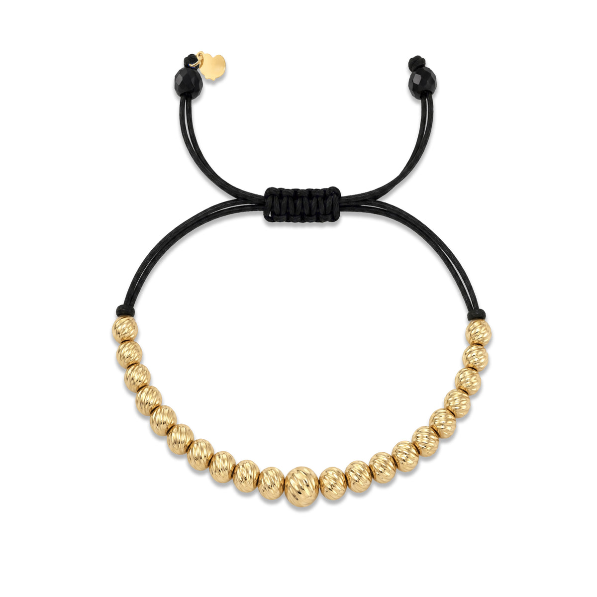 18K Gold Beads Black Bracelet