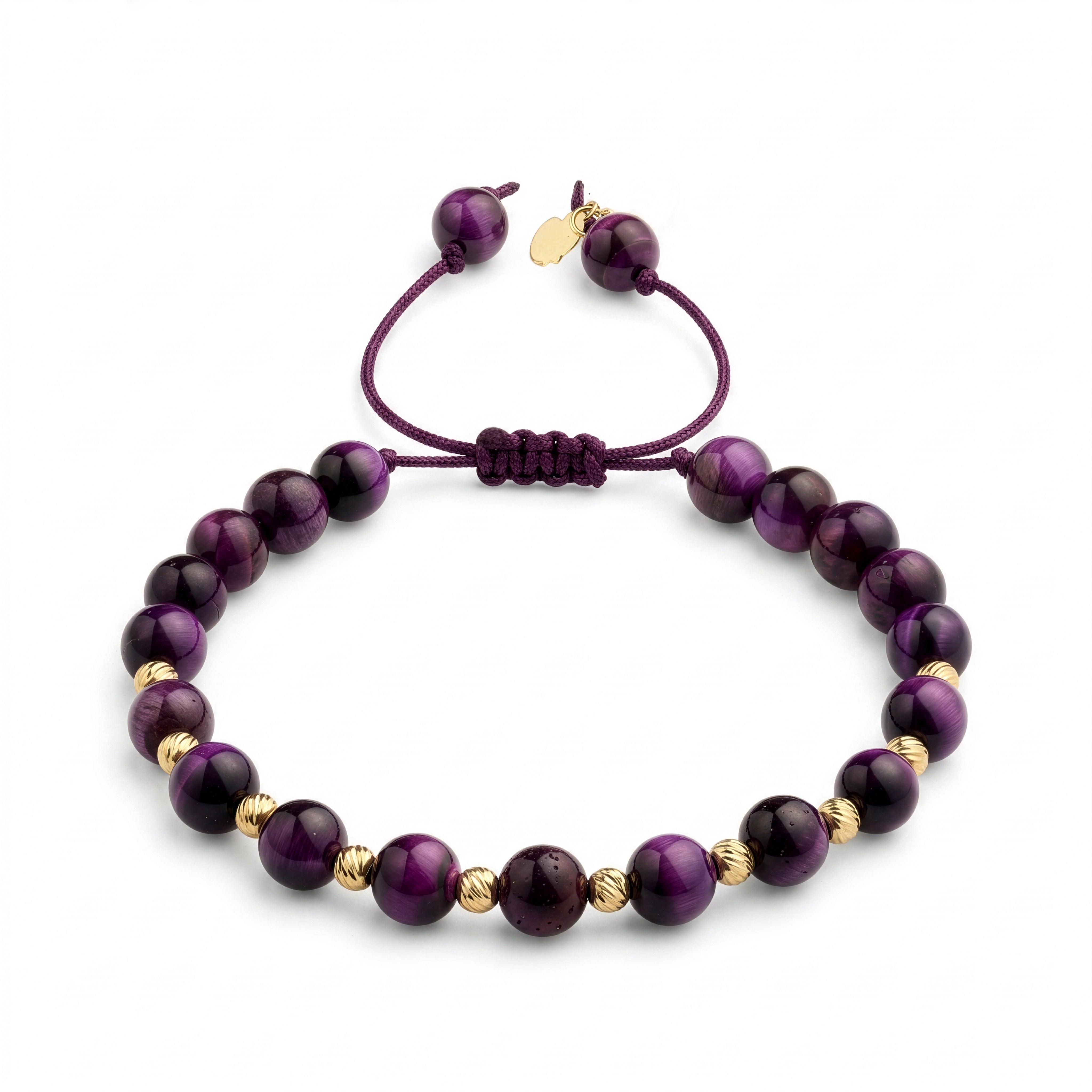18K Gold Beads and Dark Purple Stones Bracelet