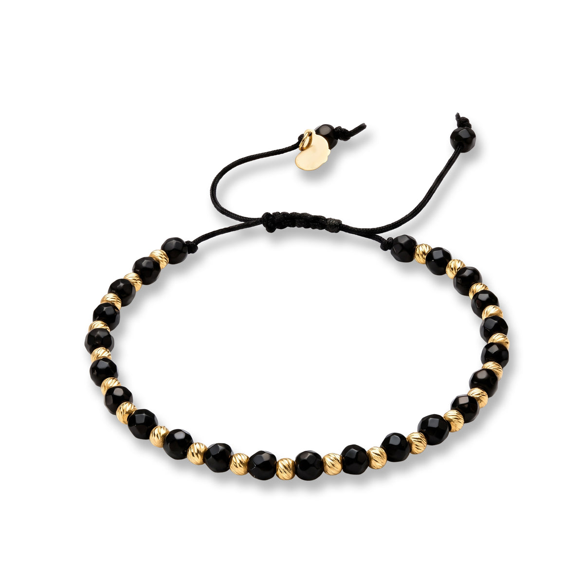 18K Gold Beads and Black Gemstones Bracelet