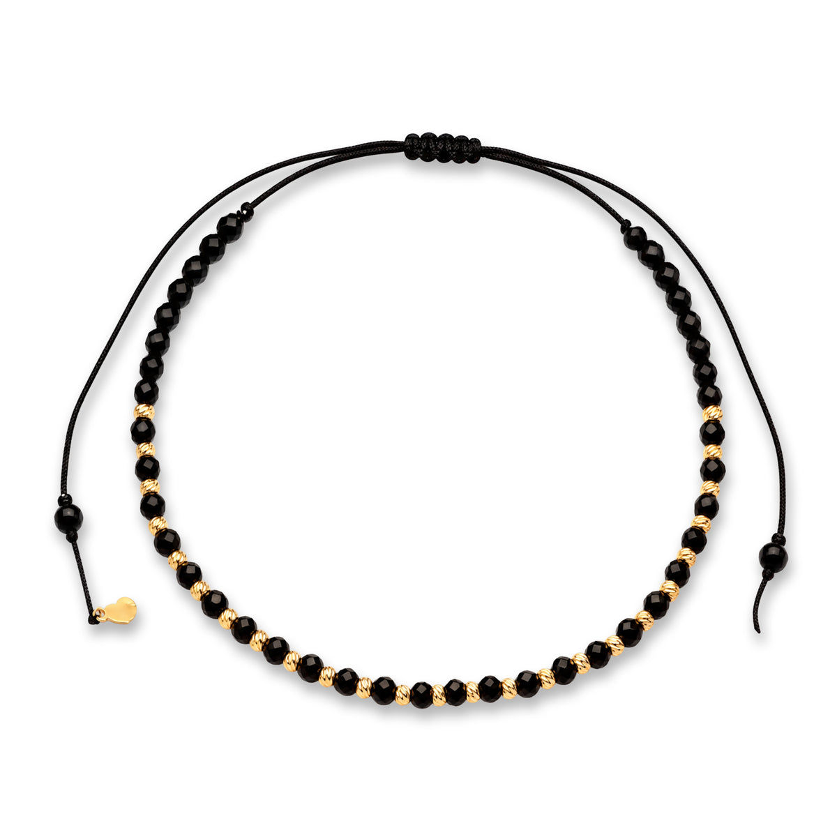 18K Gold Beads and Black Stones Necklace