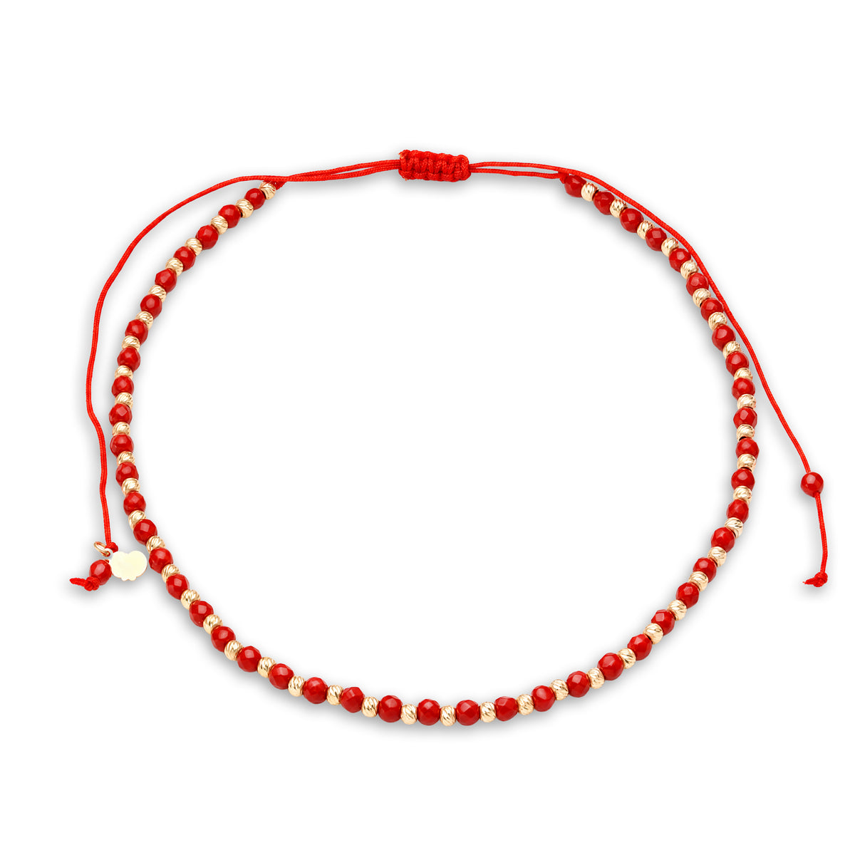 18K Gold Beads and Red Stones Necklace