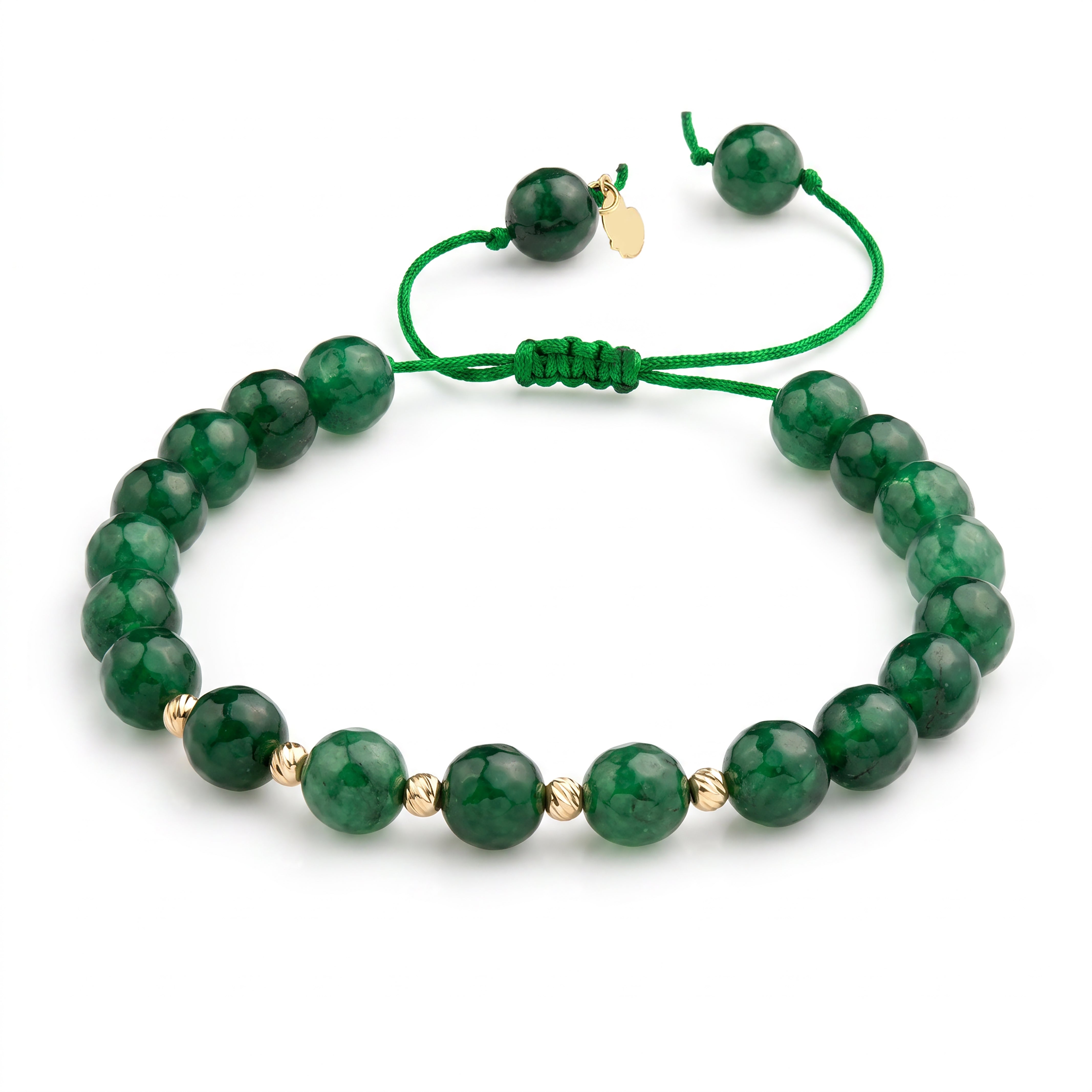 18K Gold Beads and Green Stones Bracelet