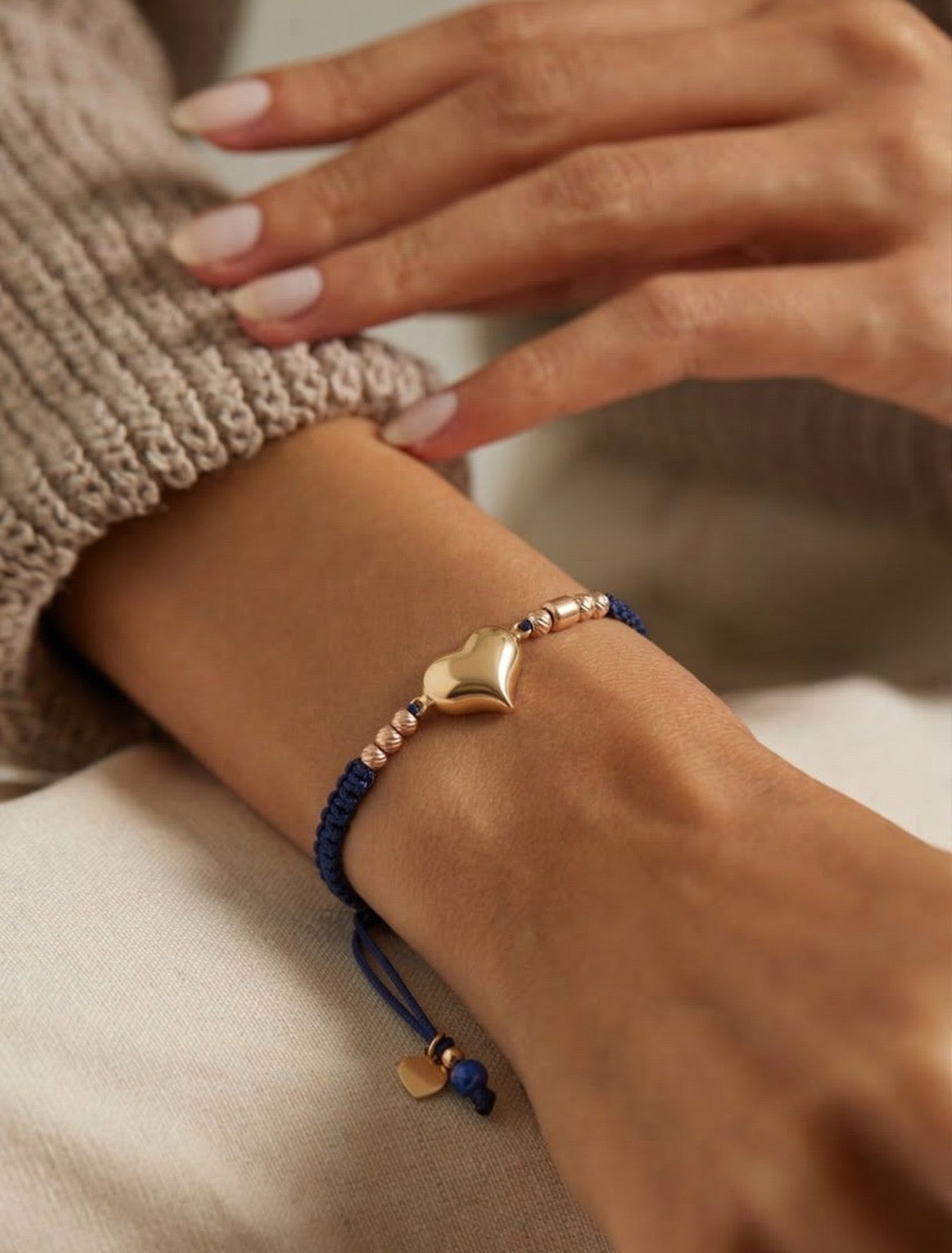 18K Gold Puffy Heart Braided Bracelet