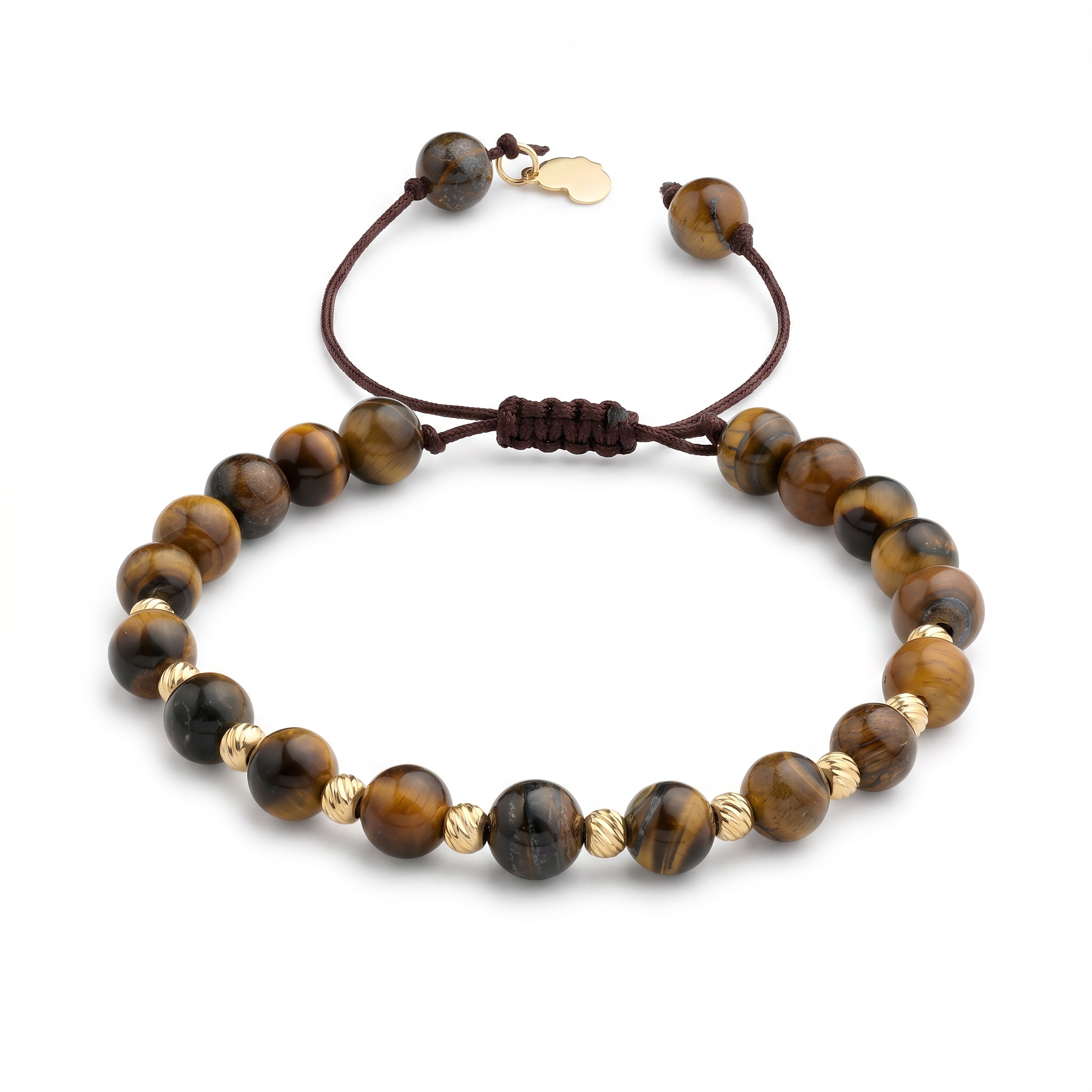 18K Gold Beads and Brownish Stones Bracelet