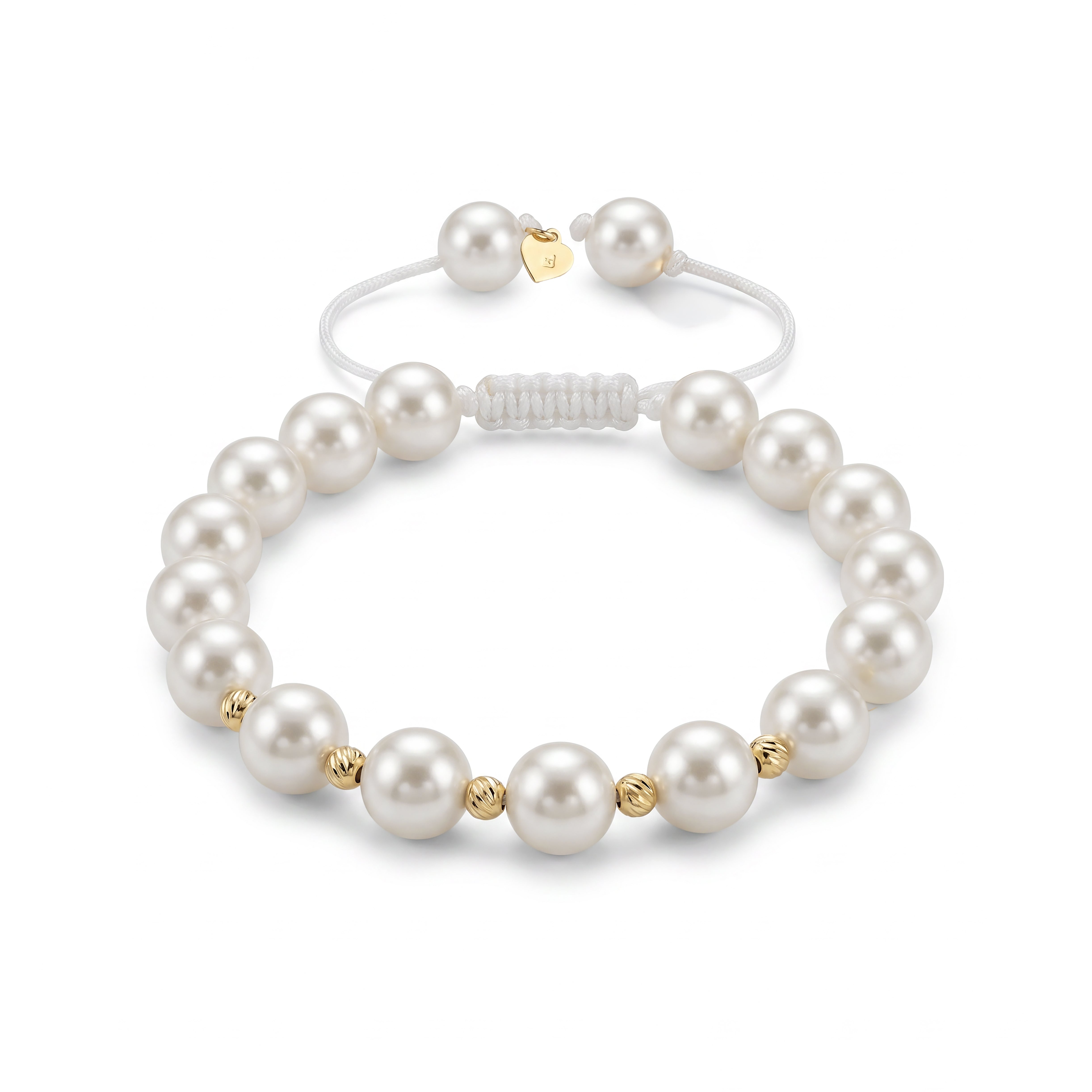 18K Gold Beads and White Stones Bracelet