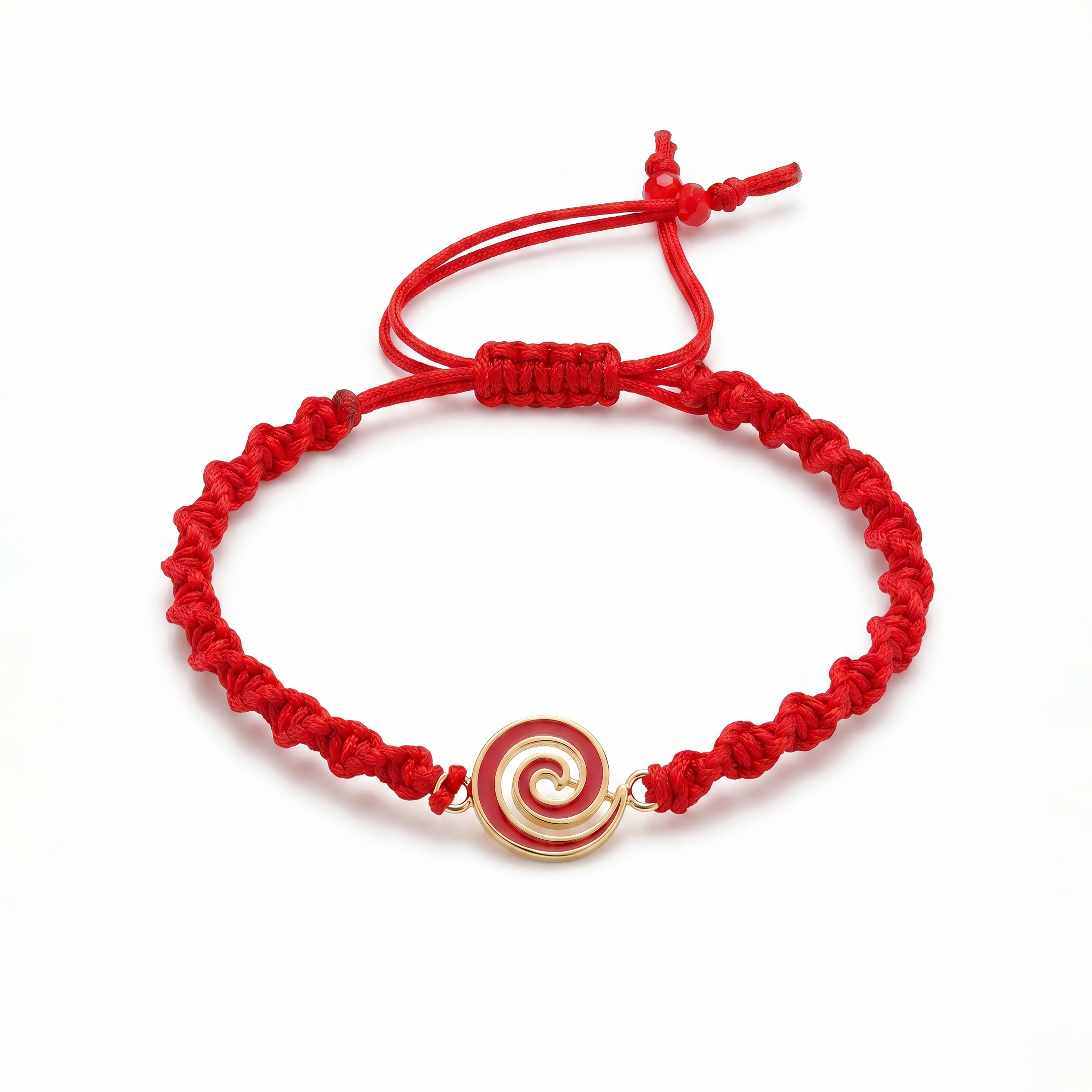 18K Gold Snail Shell Red Twisted Braided Bracelet