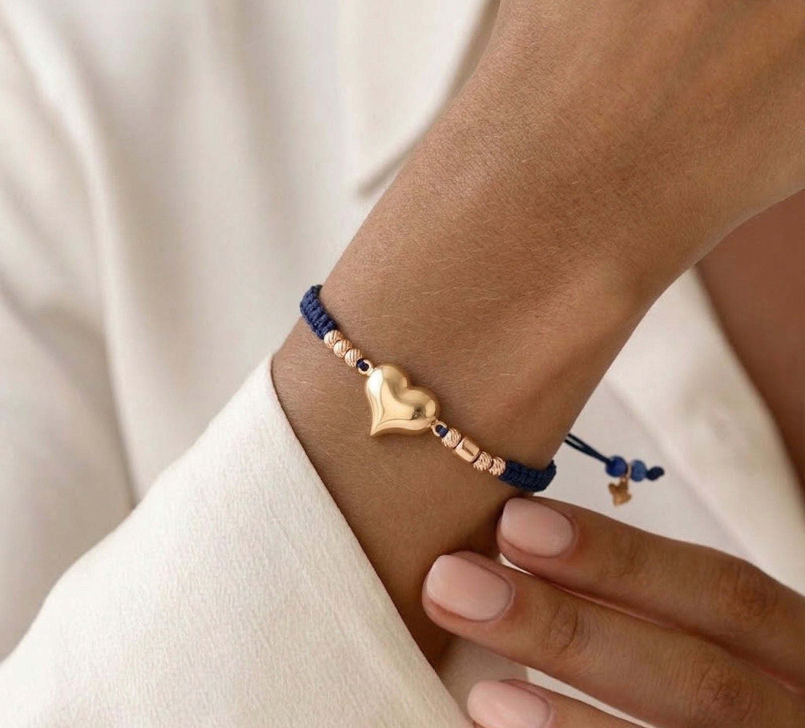 18K Gold Puffy Heart Braided Bracelet