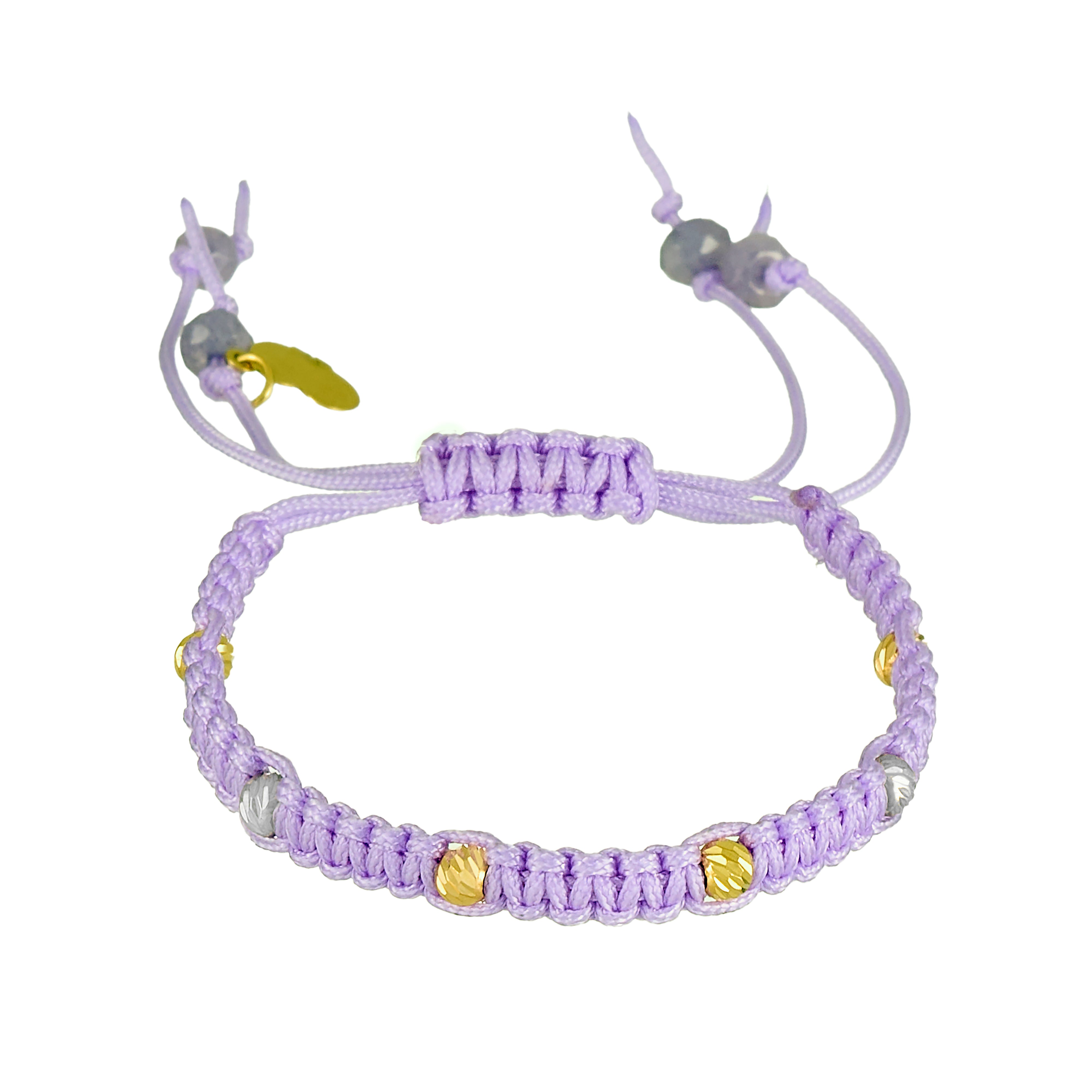 18K Gold Purple Children's Braided Bracelet