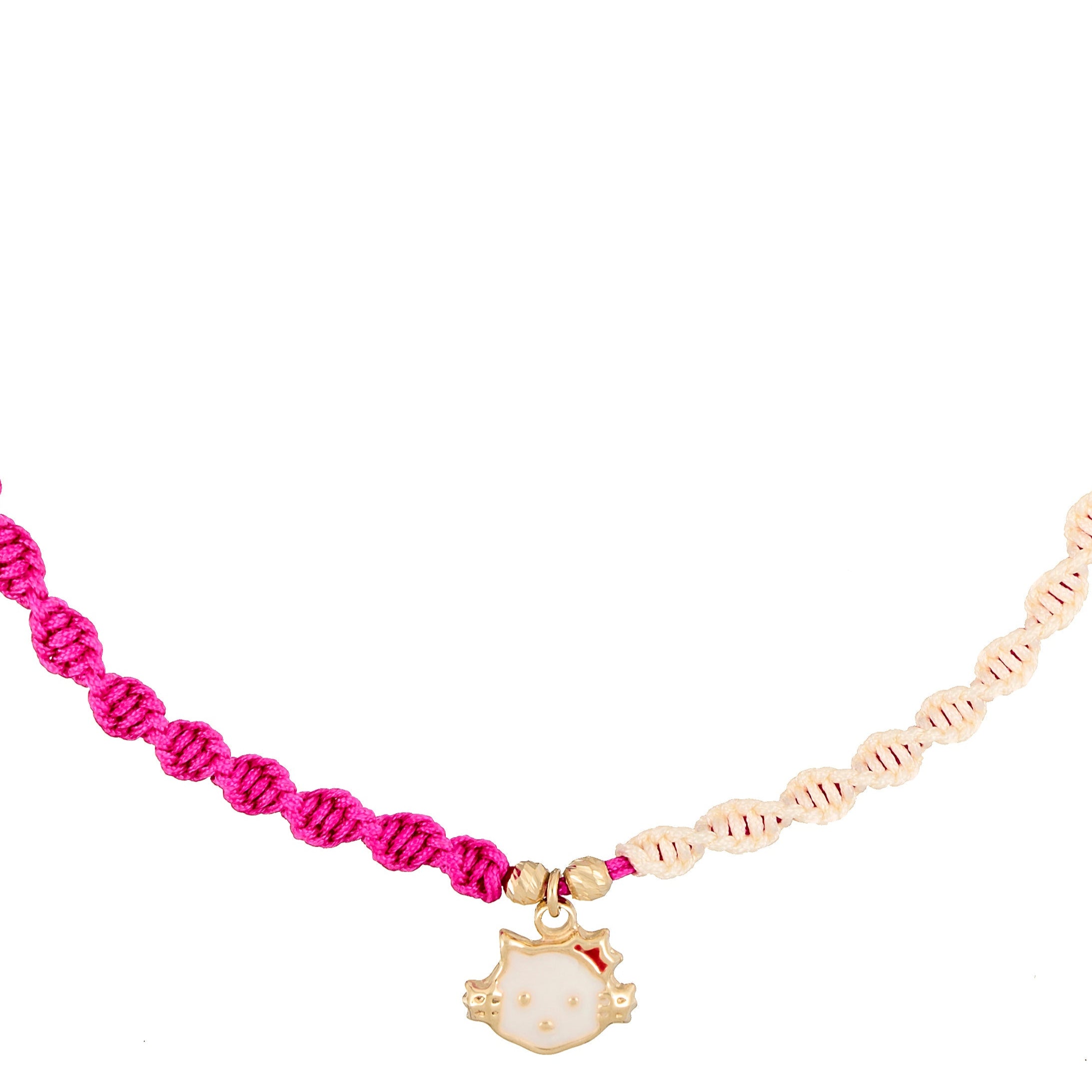 18K Gold Hello Kitty's Face Braided Children's Necklace