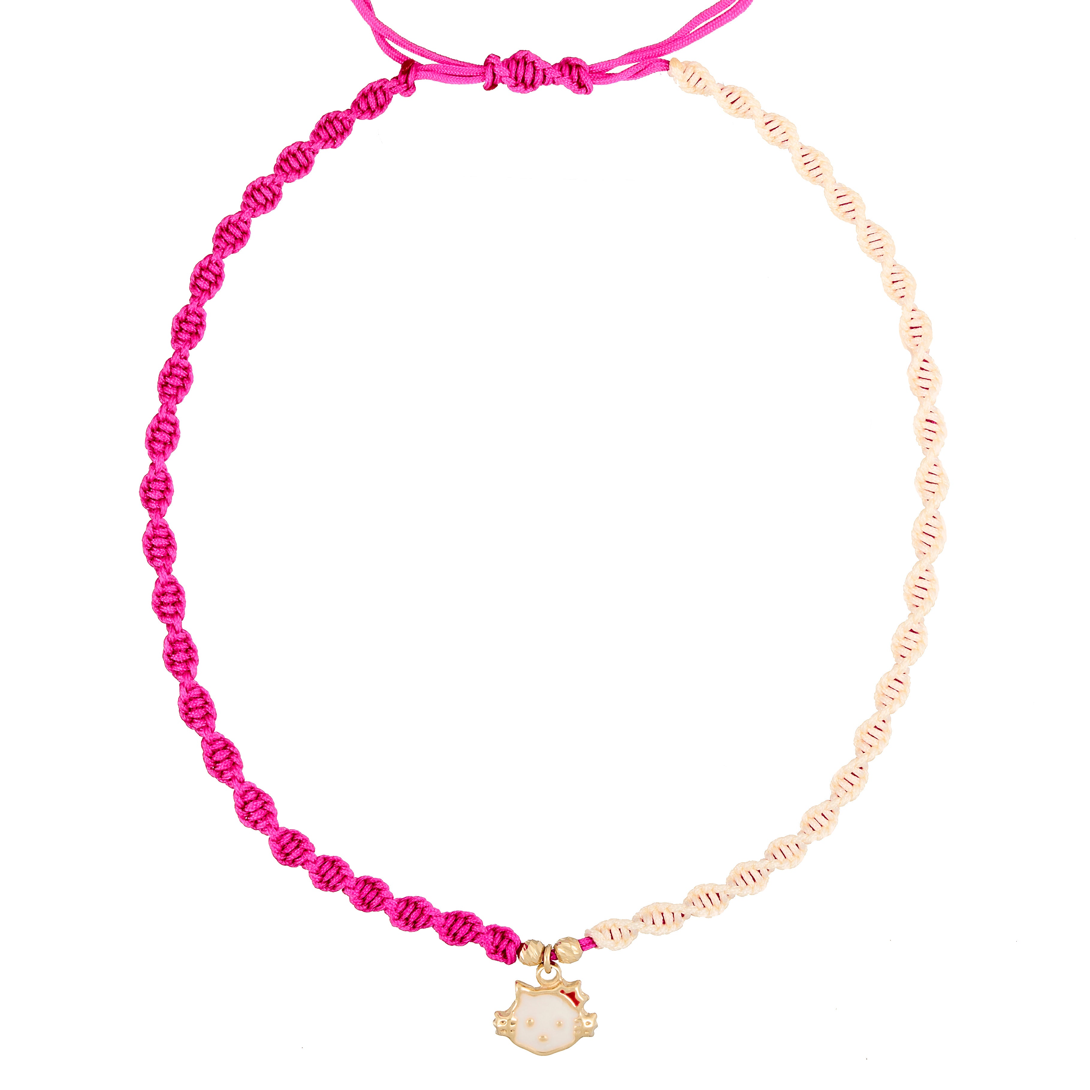 18K Gold Hello Kitty's Face Braided Children's Necklace