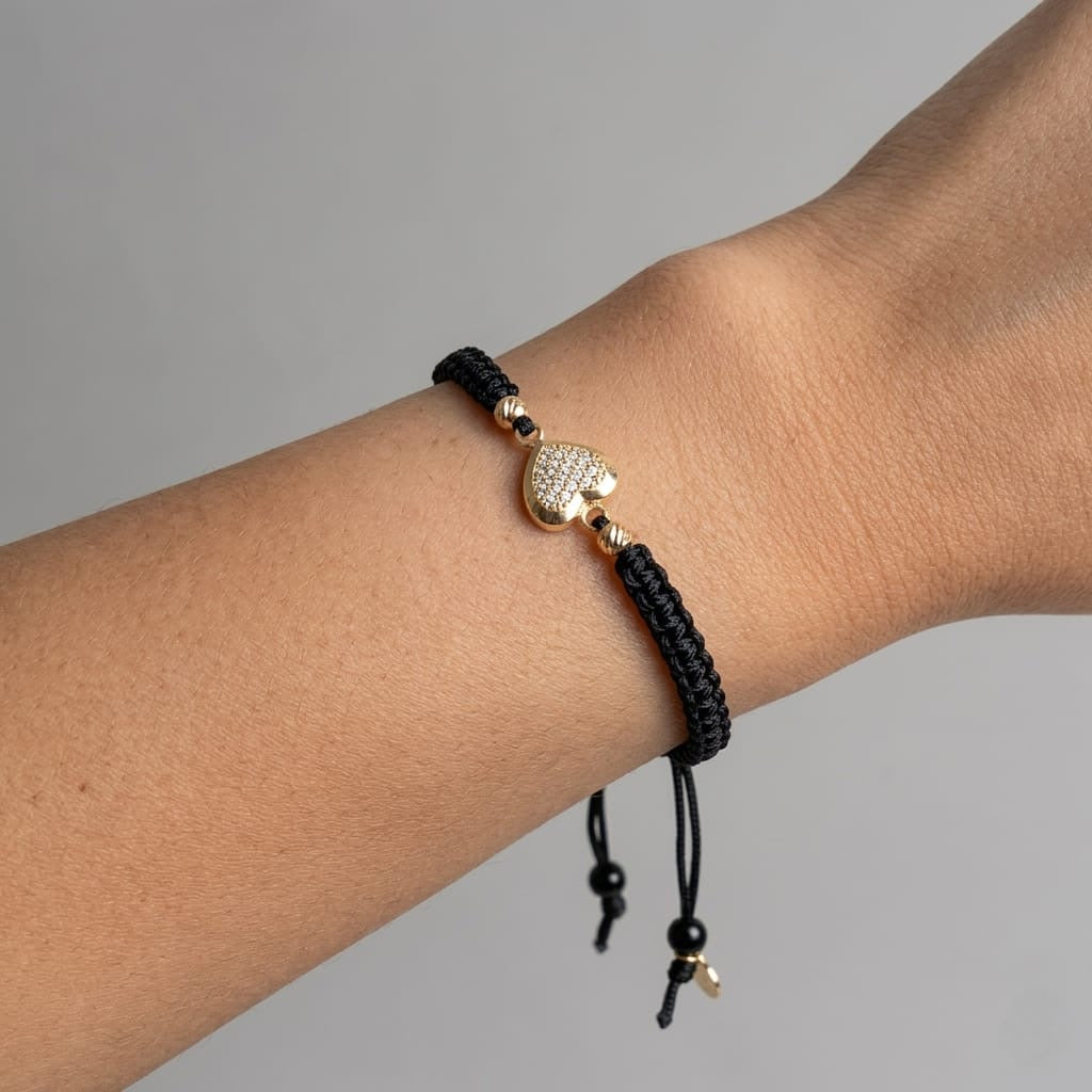18K Gold Mini Heart Braided Bracelet