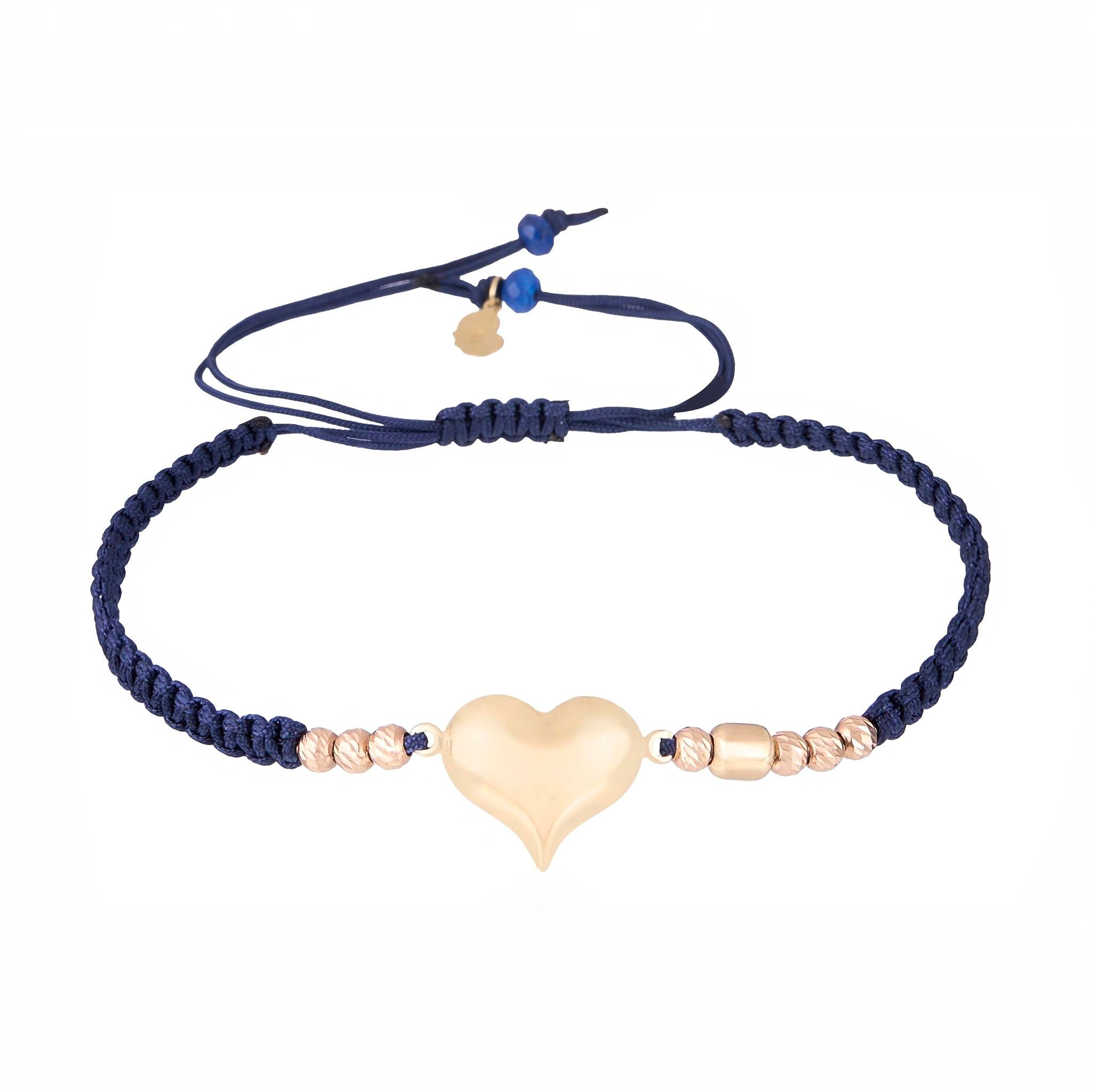 18K Gold Puffy Heart Braided Bracelet