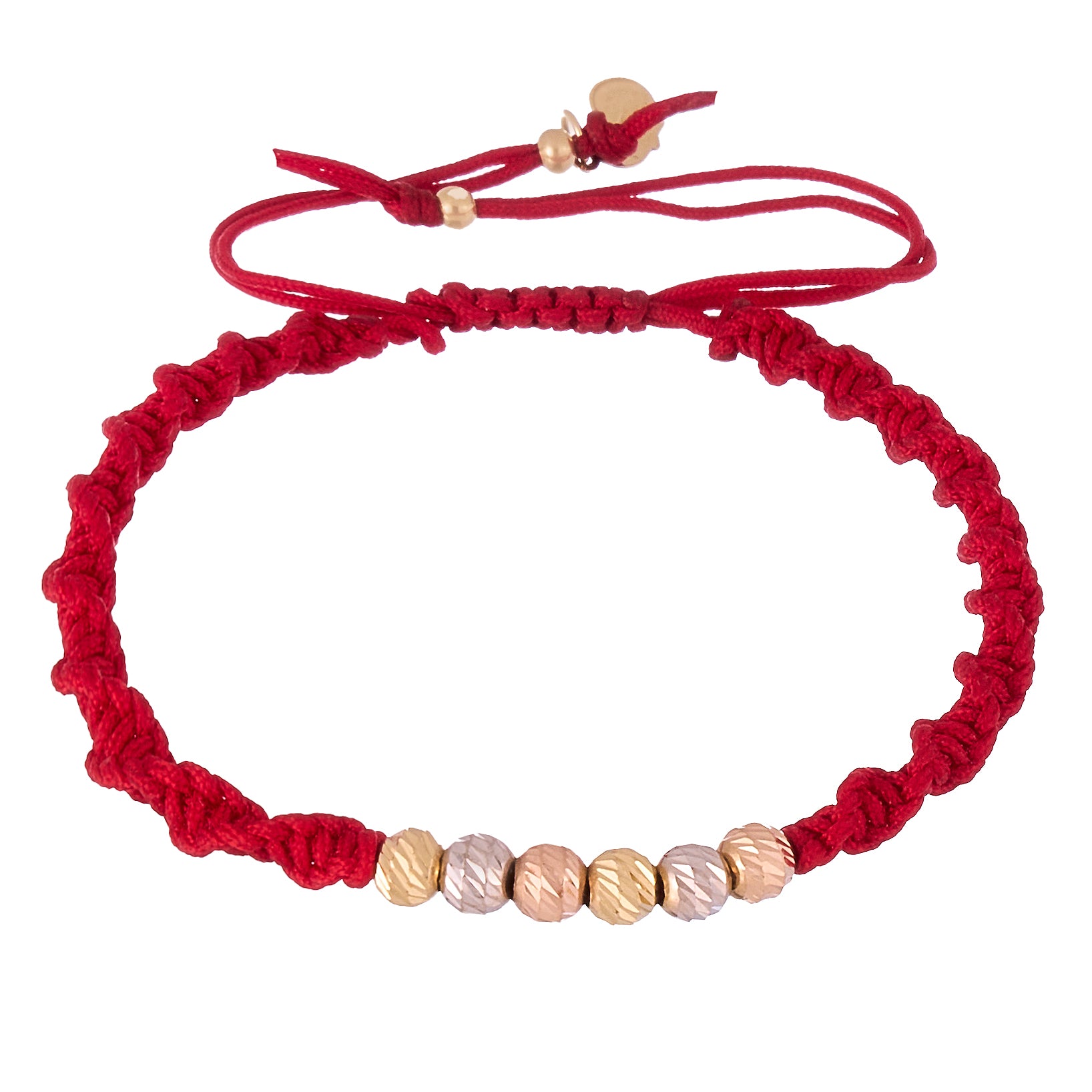 18K Gold Red Twined Braided Bracelet