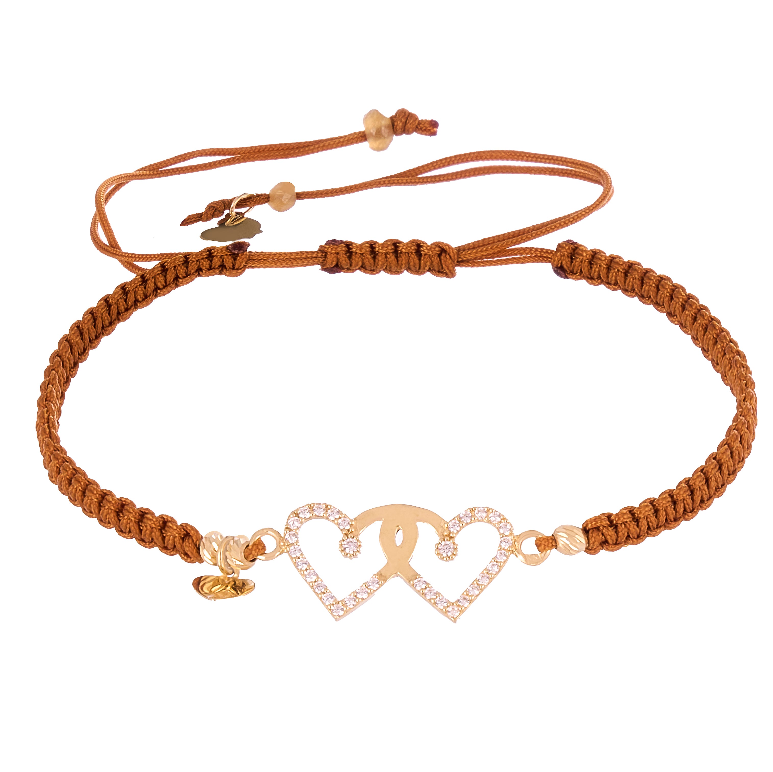 18K Gold Double Heart Braided Bracelet