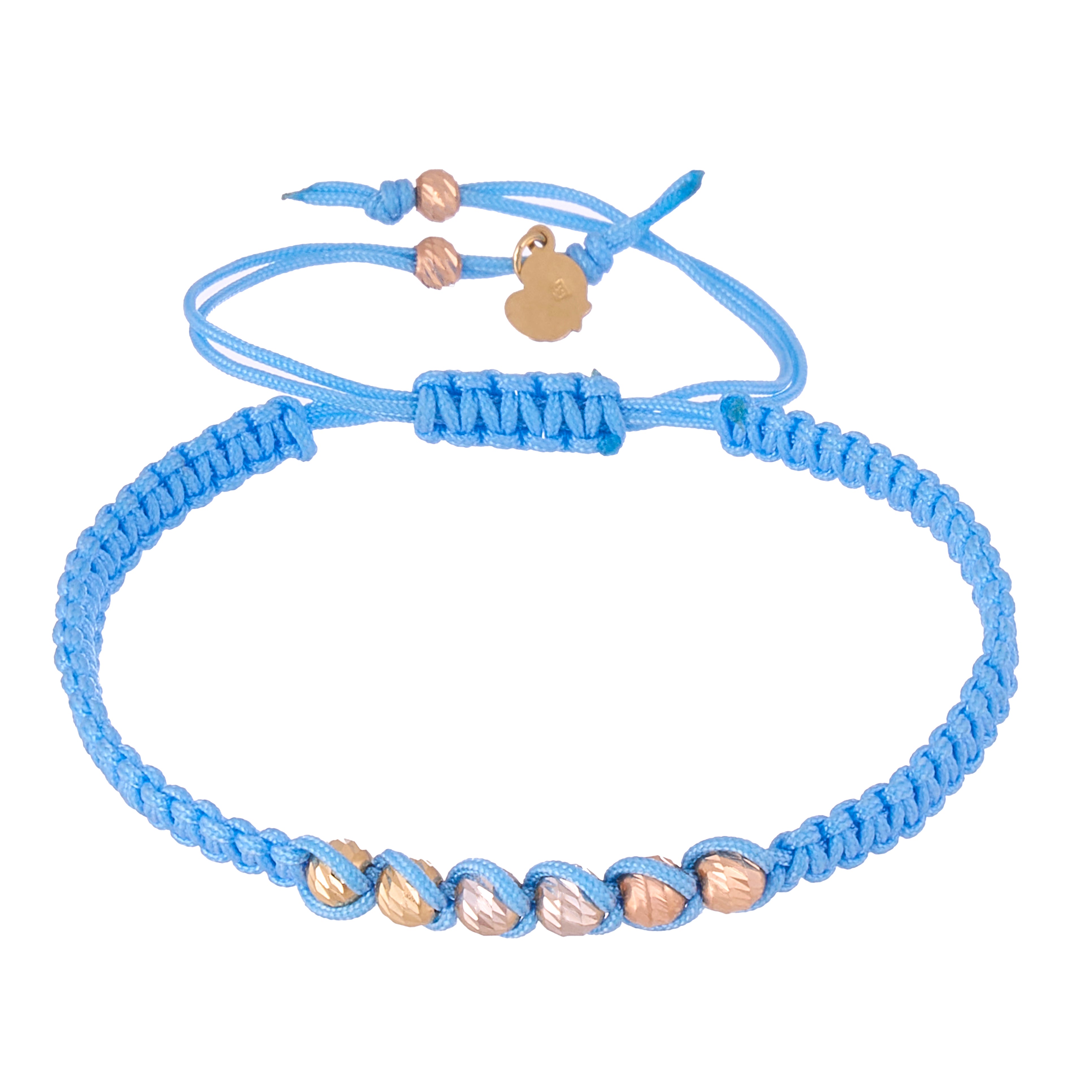 18K Gold Light Blue Braided Bracelet