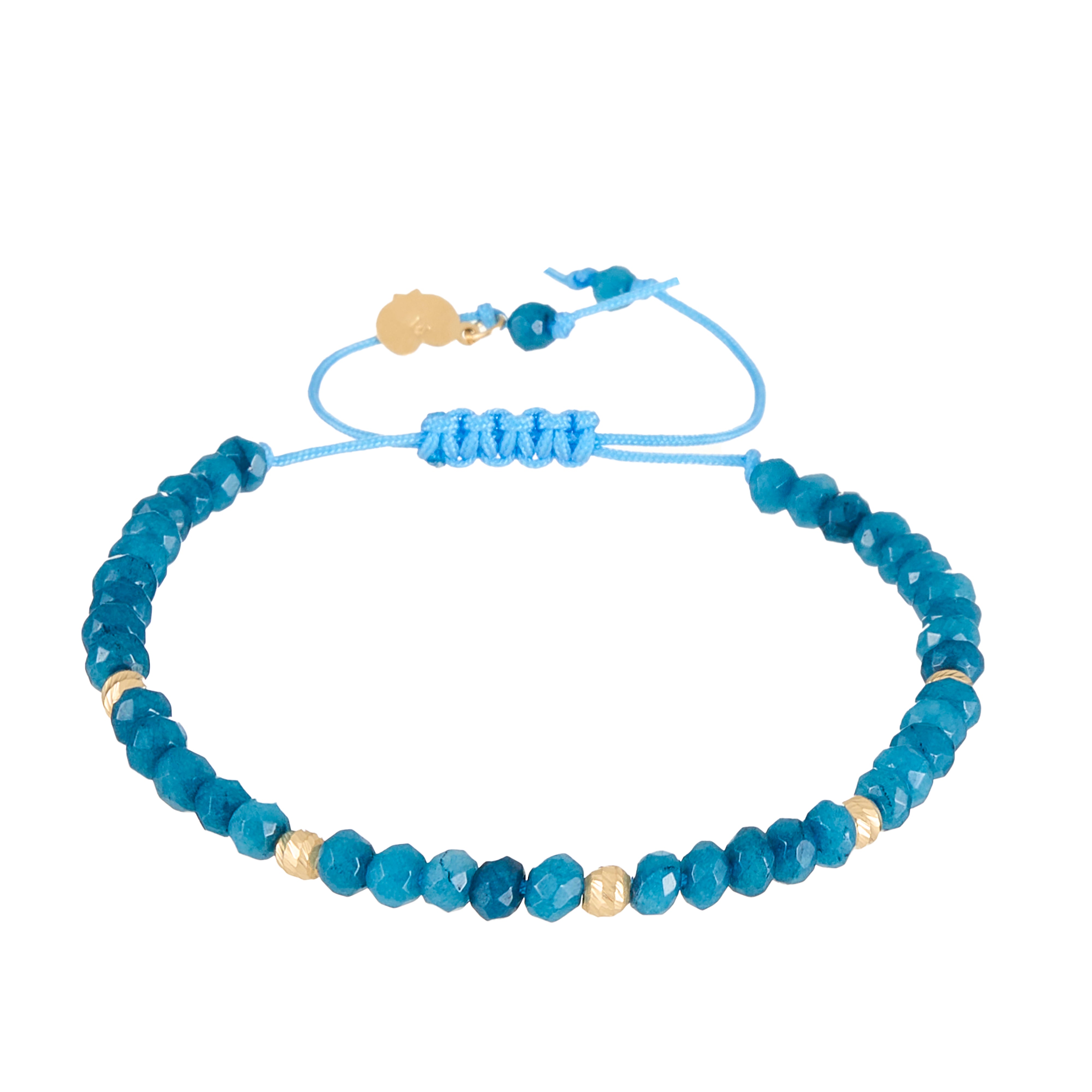 18K Gold & Turquoise Gemstones Cord Bracelet
