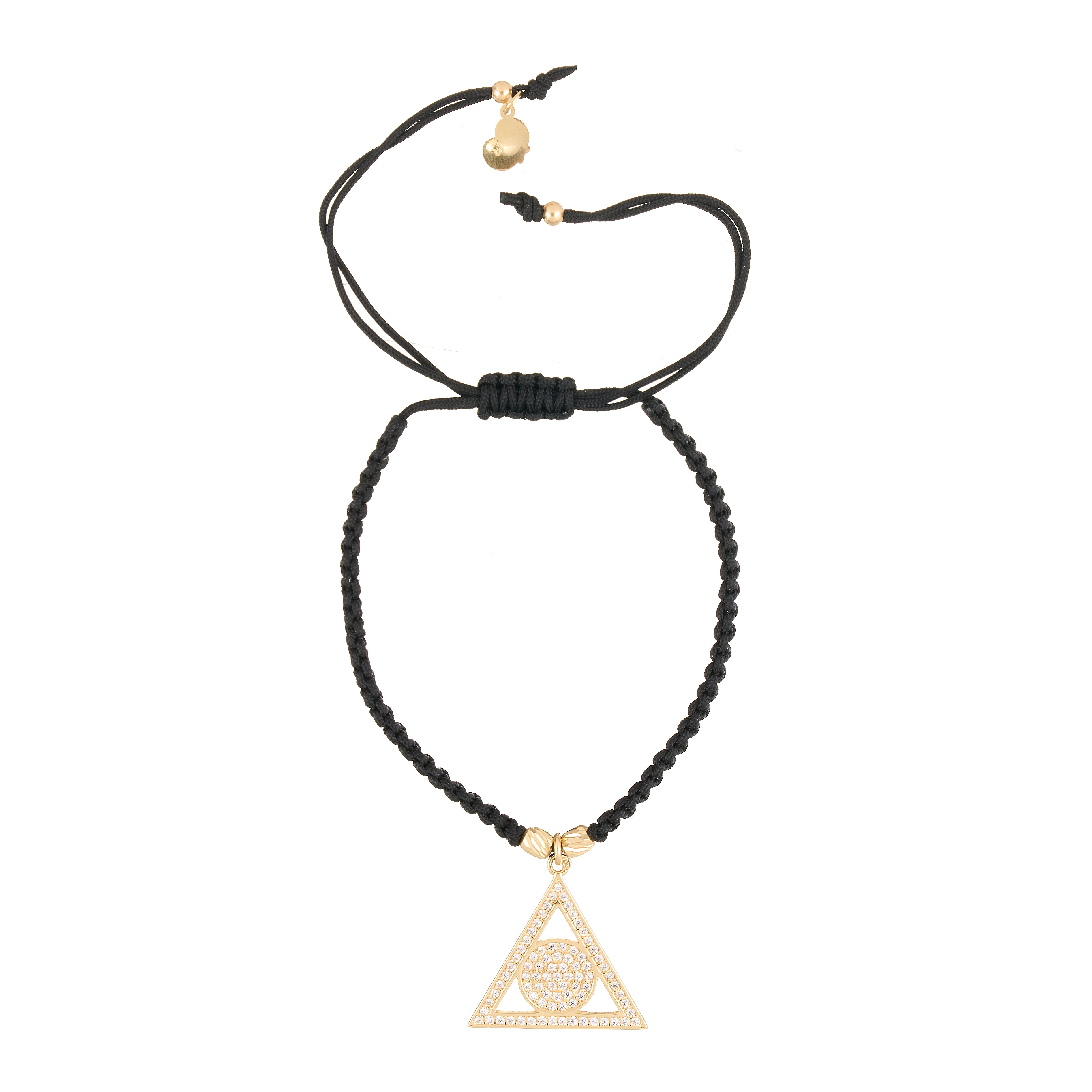 18K Gold Triangle & Circle Braided Bracelet