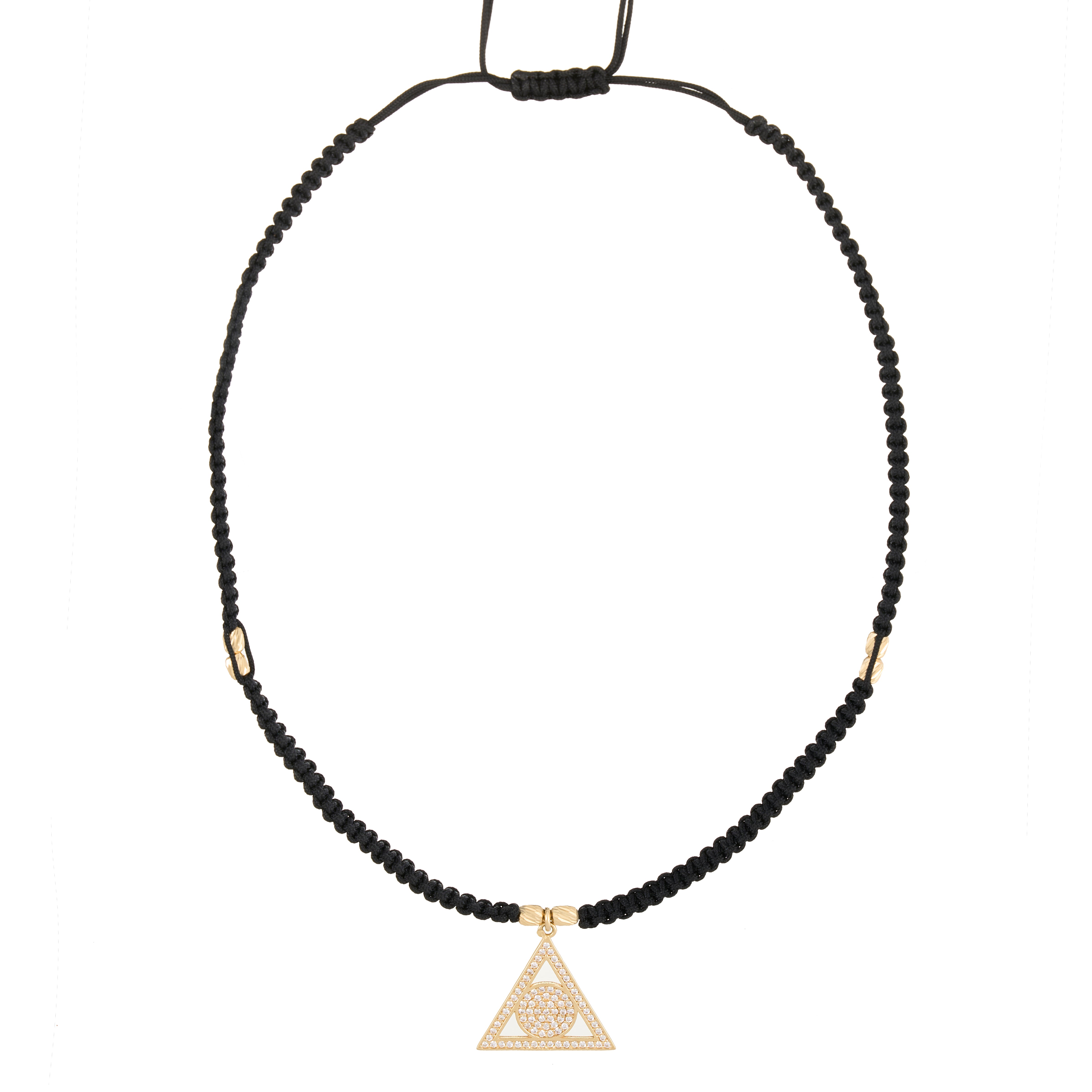 18K Gold Triangle & Circle Braided Necklace