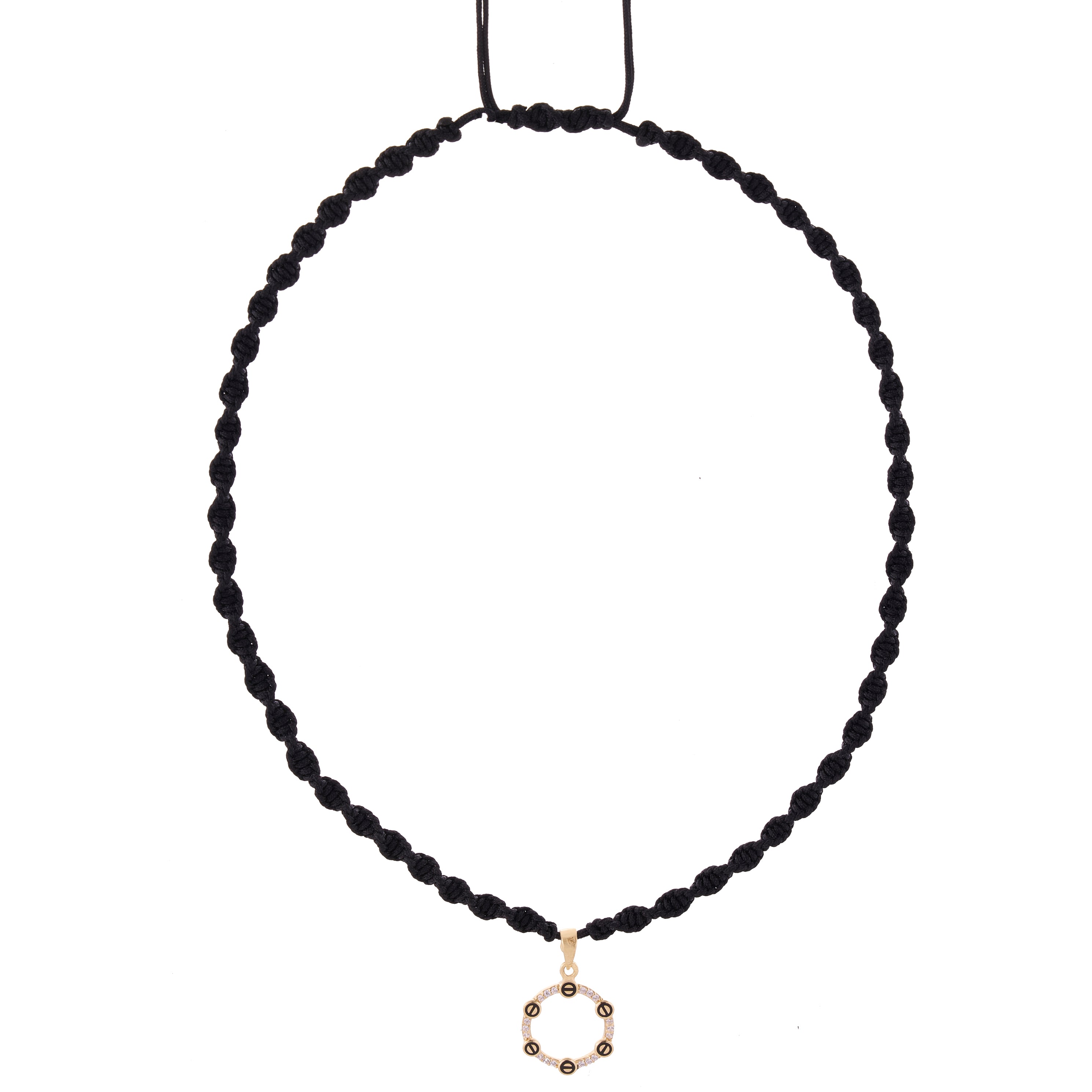 18K Gold Open Circle Braided Necklace